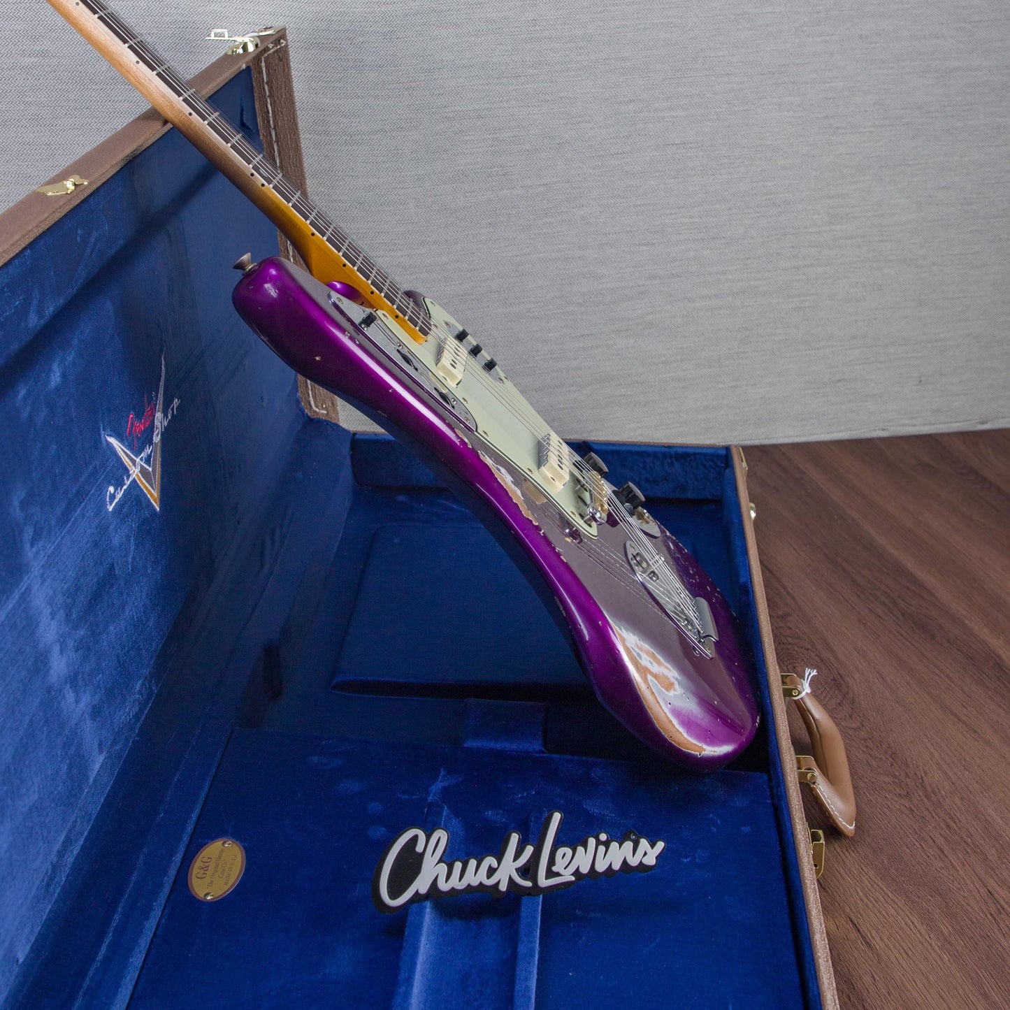 Fender Custom Shop 1965 Jaguar Electric Guitar Heavy Relic - Faded Purple Metallic - #R141588