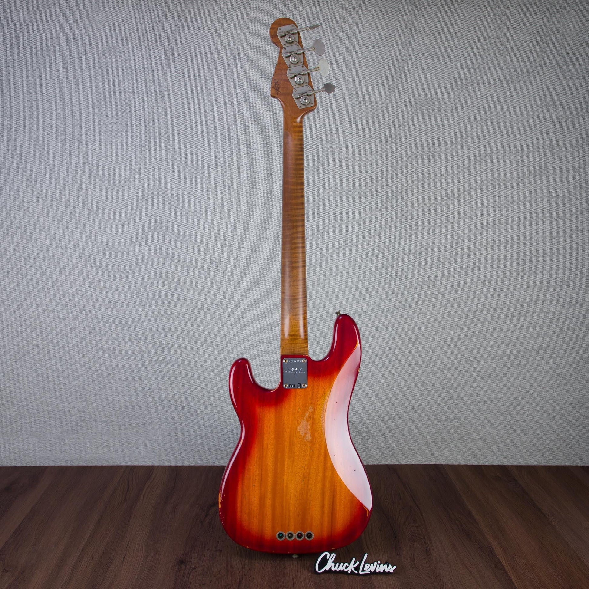 Fender Custom Shop Artisan Flame Precision Bass Electric Guitar - Aged Cherry Sunburst - #CZ587740
