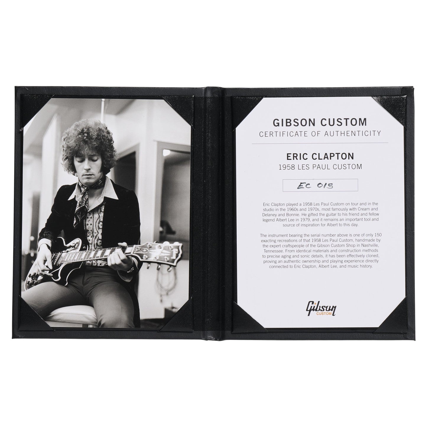 Gibson Custom Shop Murphy Lab Eric Clapton 1958 Les Paul Custom Electric Guitar - Ebony - #EC 132