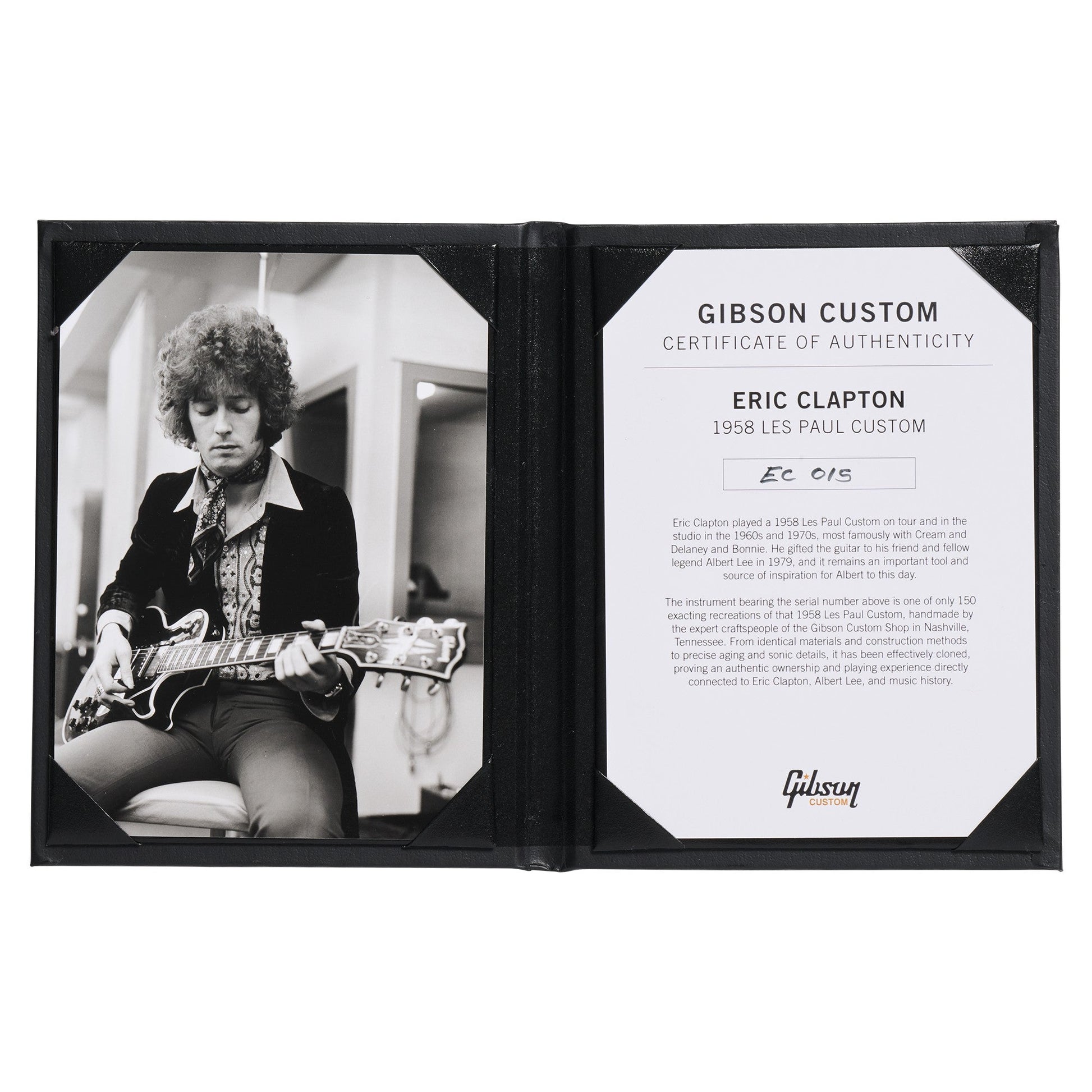 Gibson Custom Shop Murphy Lab Eric Clapton 1958 Les Paul Custom Electric Guitar - Ebony - #EC 132