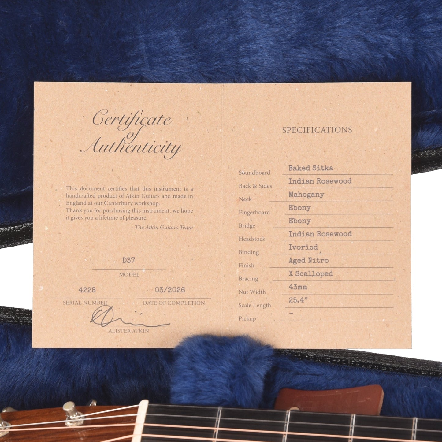 Atkin D37 Baked Sitka/Rosewood Aged Sunburst