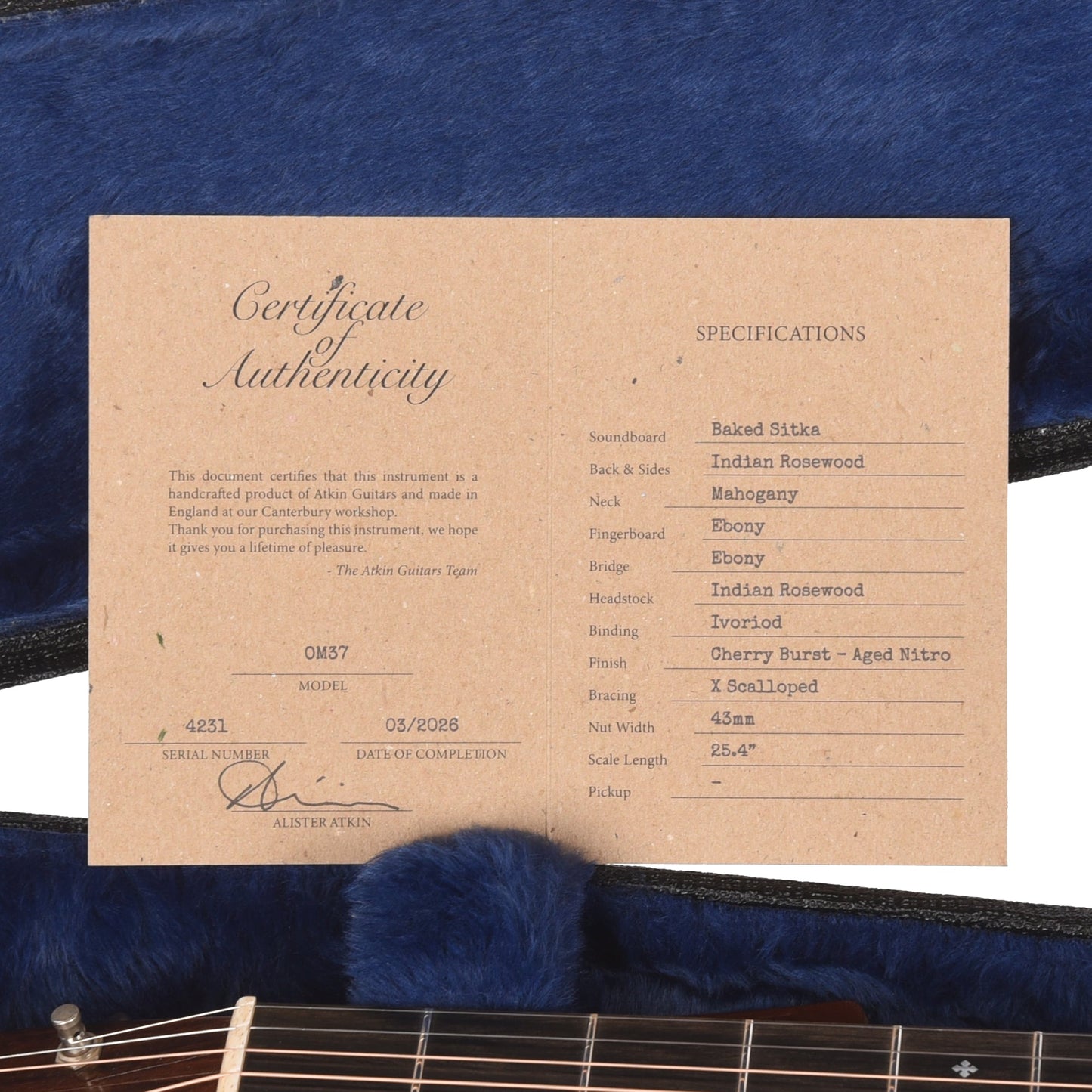 Atkin OM37 Baked Sitka/Rosewood Aged Natural