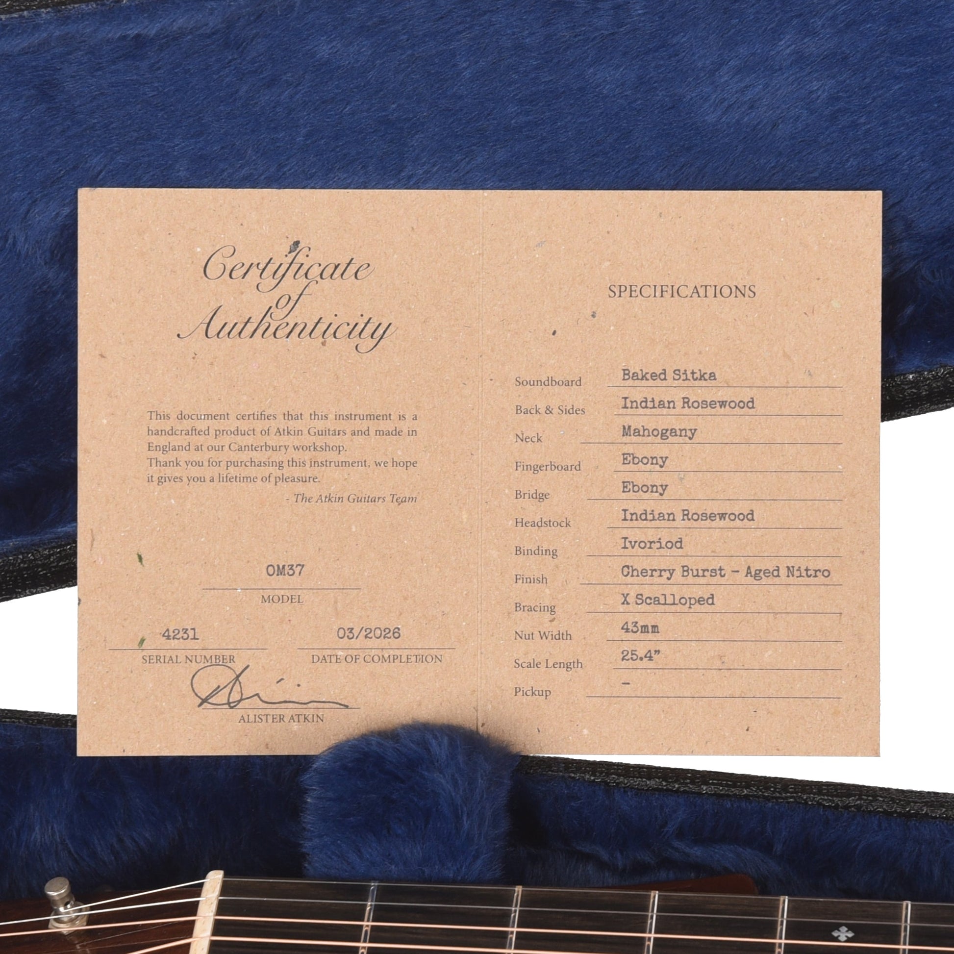 Atkin OM37 Baked Sitka/Rosewood Aged Natural
