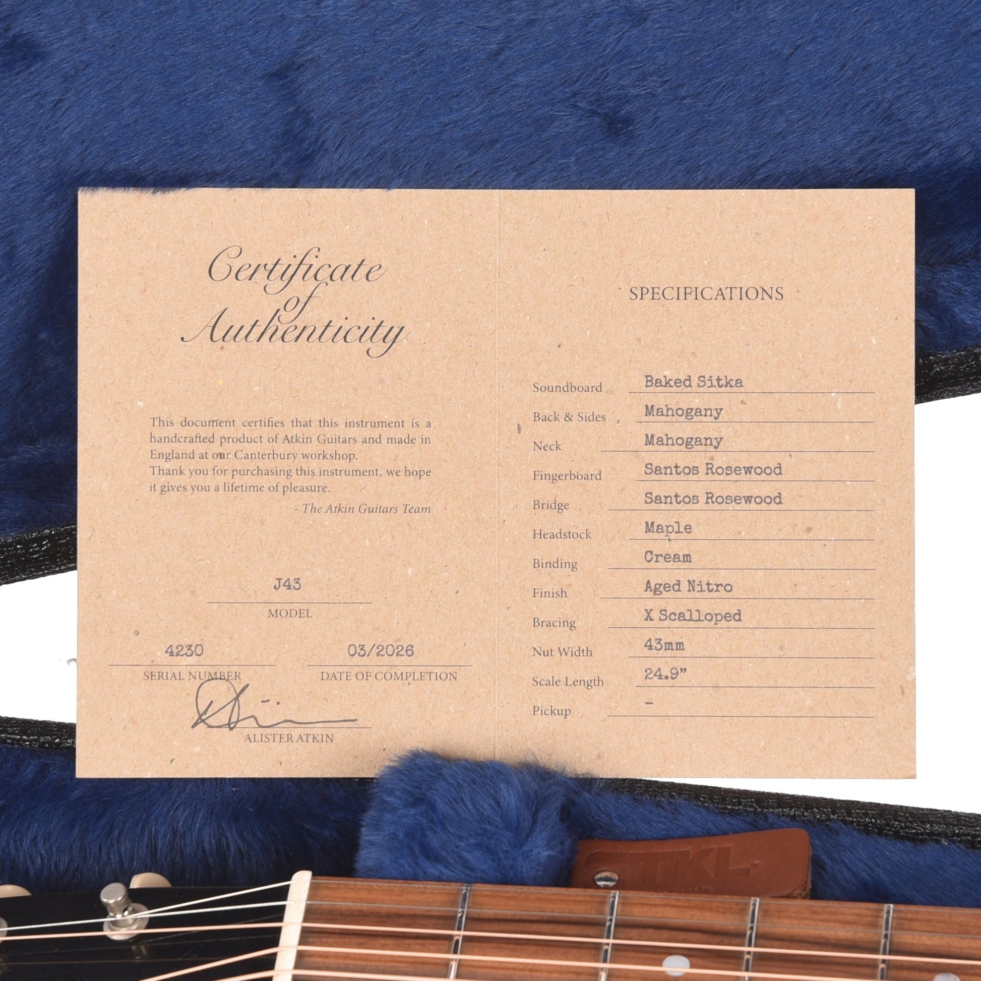 Atkin The Forty Three Baked Sitka/Mahogany Aged Sunburst