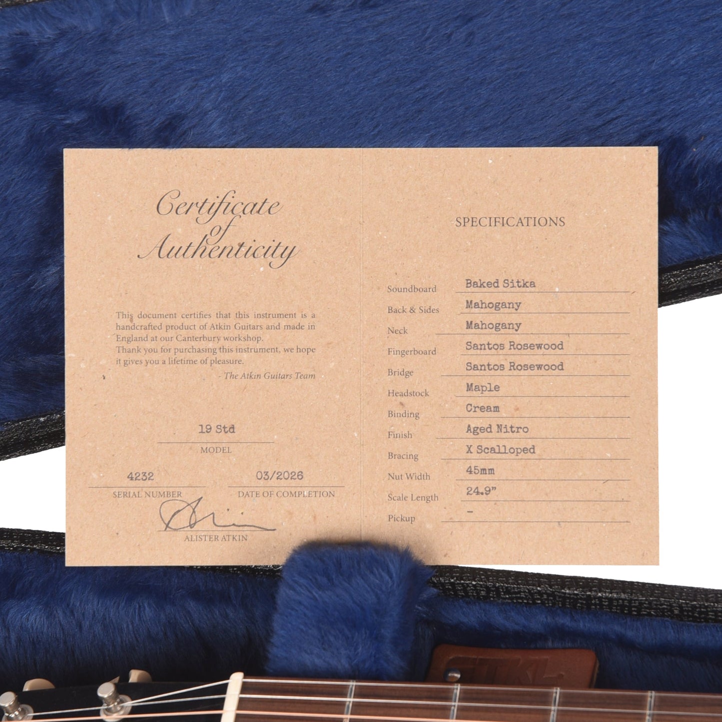 Atkin The Nineteen Aged Baked Sitka/Mahogany Sunburst