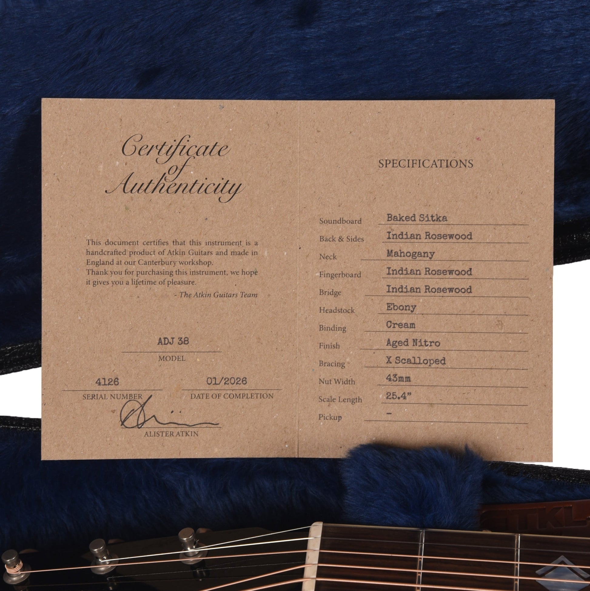 Atkin ADJ38 Baked Sitka/Rosewood Aged Sunburst