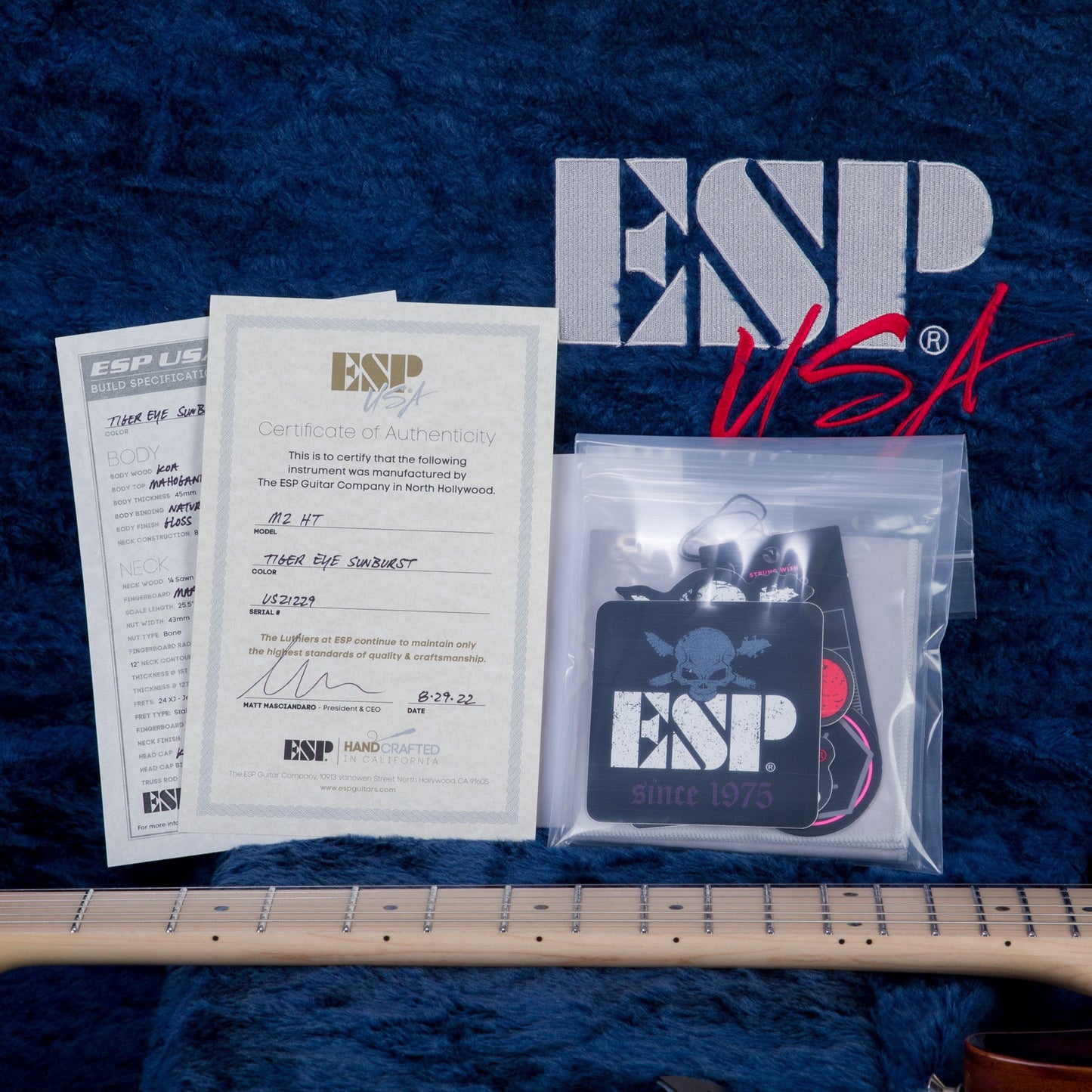 ESP USA MII HT Electric Guitar - Tiger Eye Sunburst - #US21229