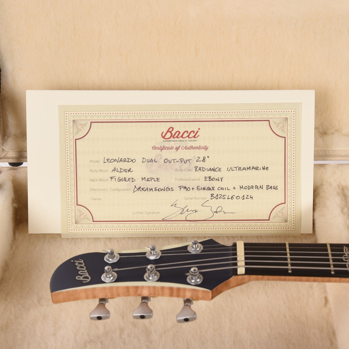 Bacci Leonardo Officina Baritone Radiance Ultramarine w/Figured Maple Neck & Ebony Fingerboard
