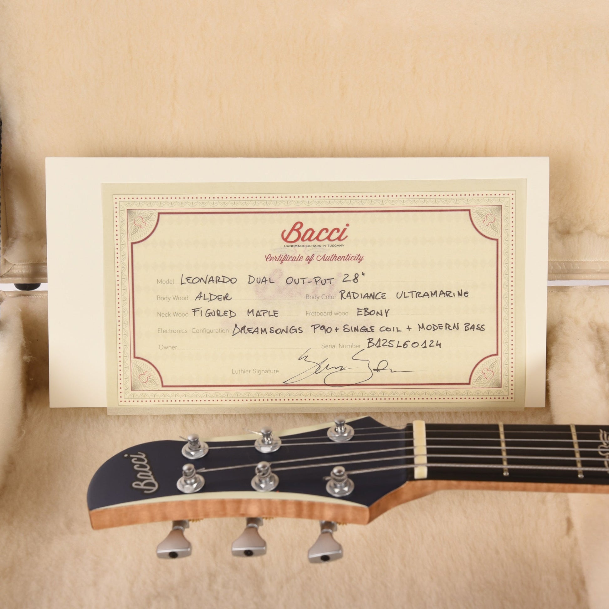 Bacci Leonardo Officina Baritone Radiance Ultramarine w/Figured Maple Neck & Ebony Fingerboard