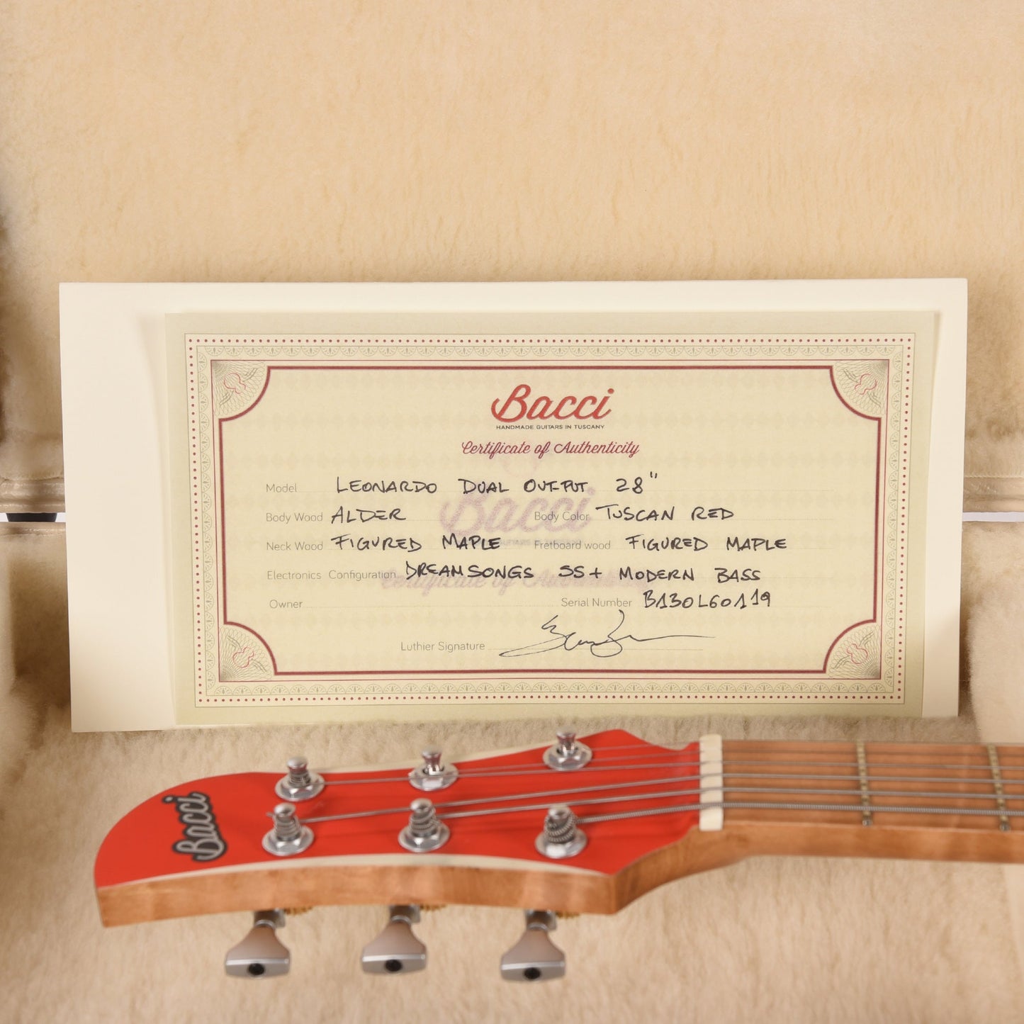 Bacci Leonardo Officina Baritone Tuscan Red w/Figured Maple Neck