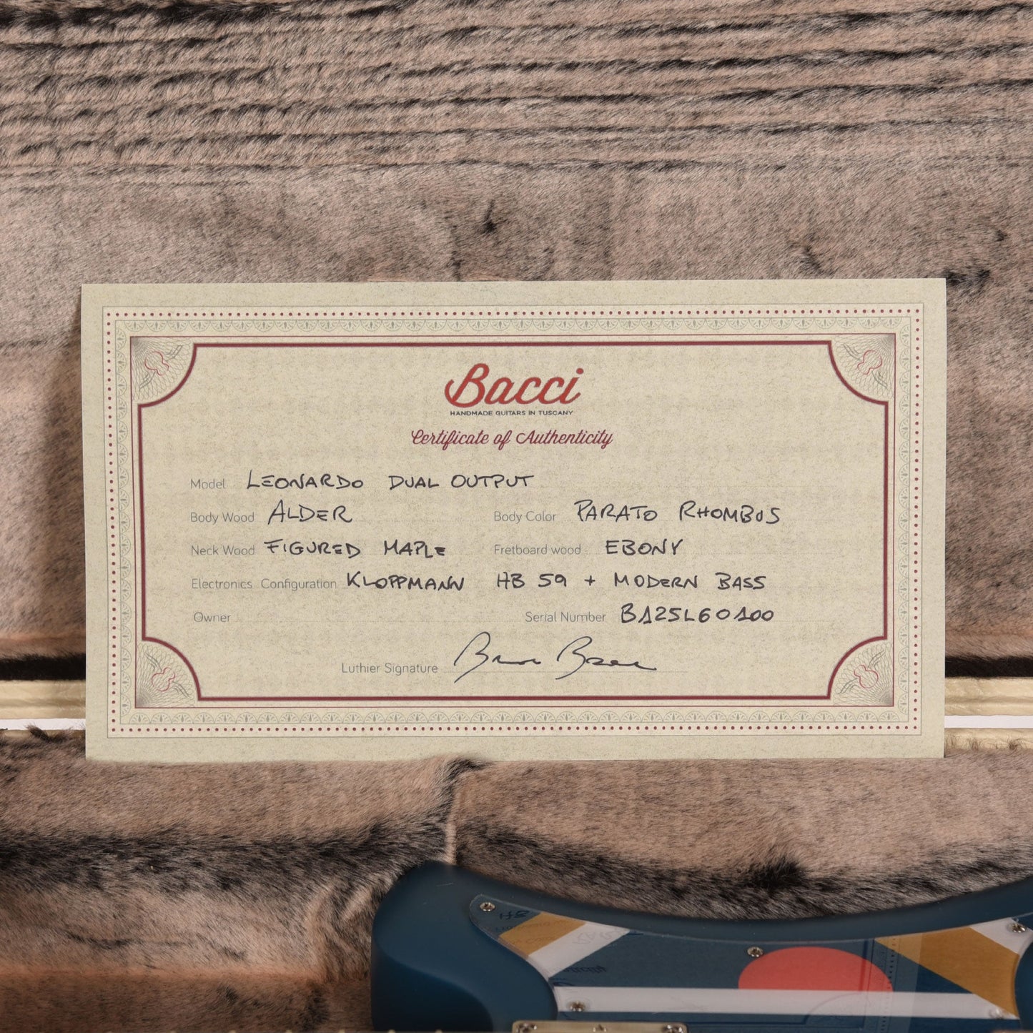 Bacci Leonardo Parato Rhombus Dual Output Baritone Red Alder Dark Blue