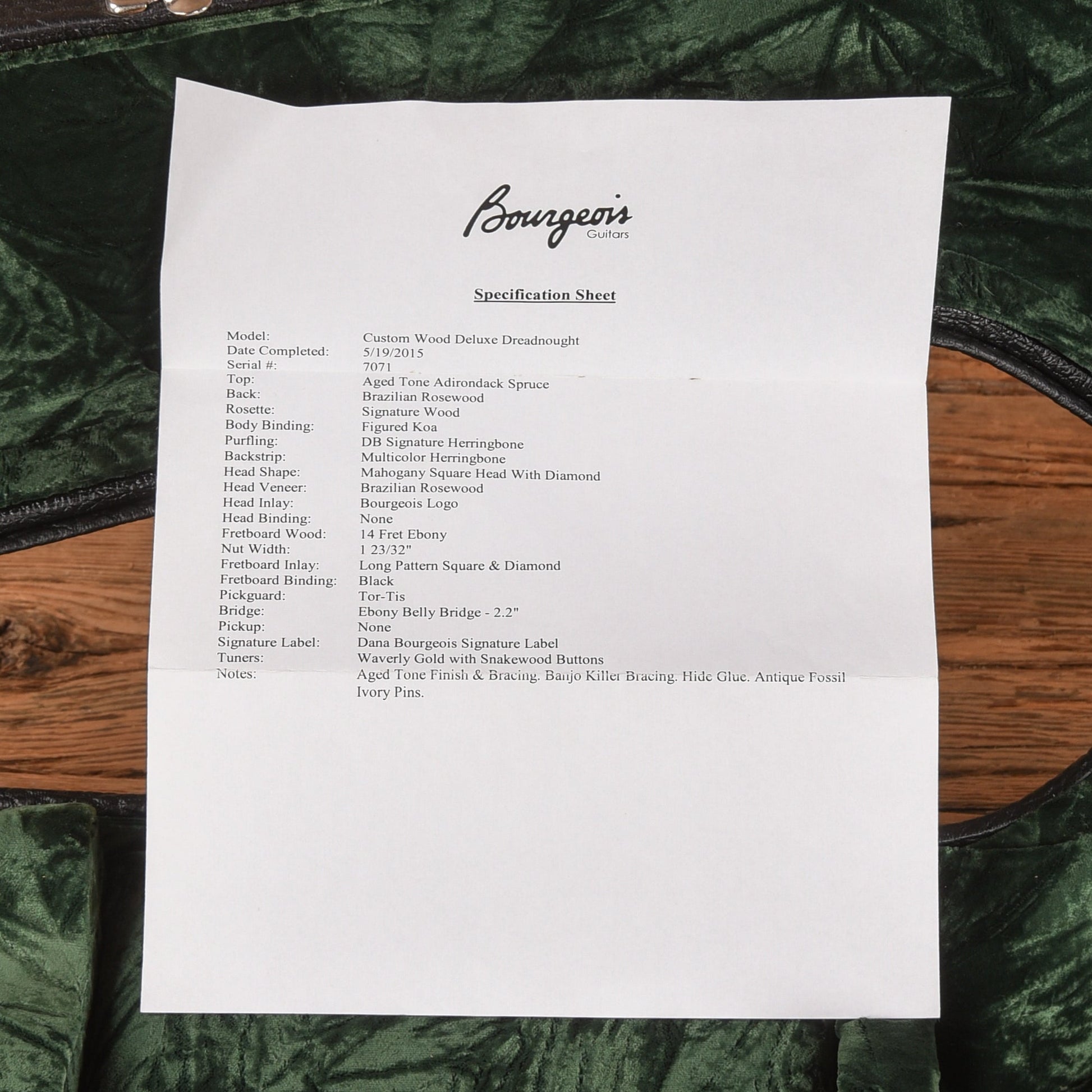 Bourgeois D Custom AT Adirondack/Brazilian Rosewood Natural 2015