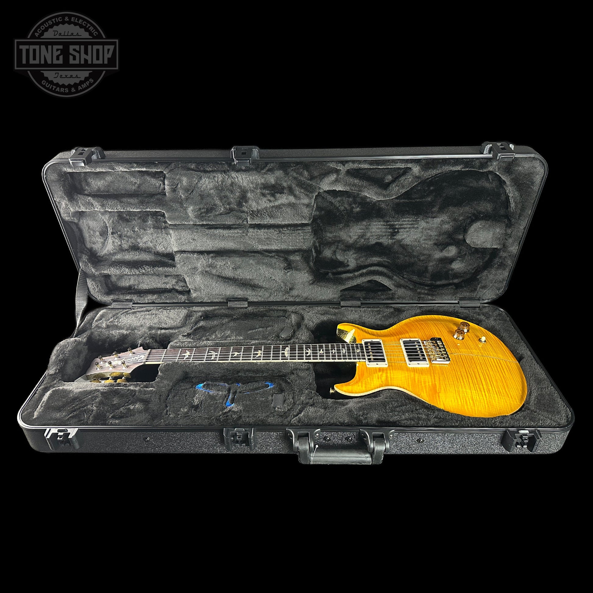 PRS Santana Retro 10 Top Sprayer's Choice Santana Yellow Gold Holoflake Back w/case 0415510