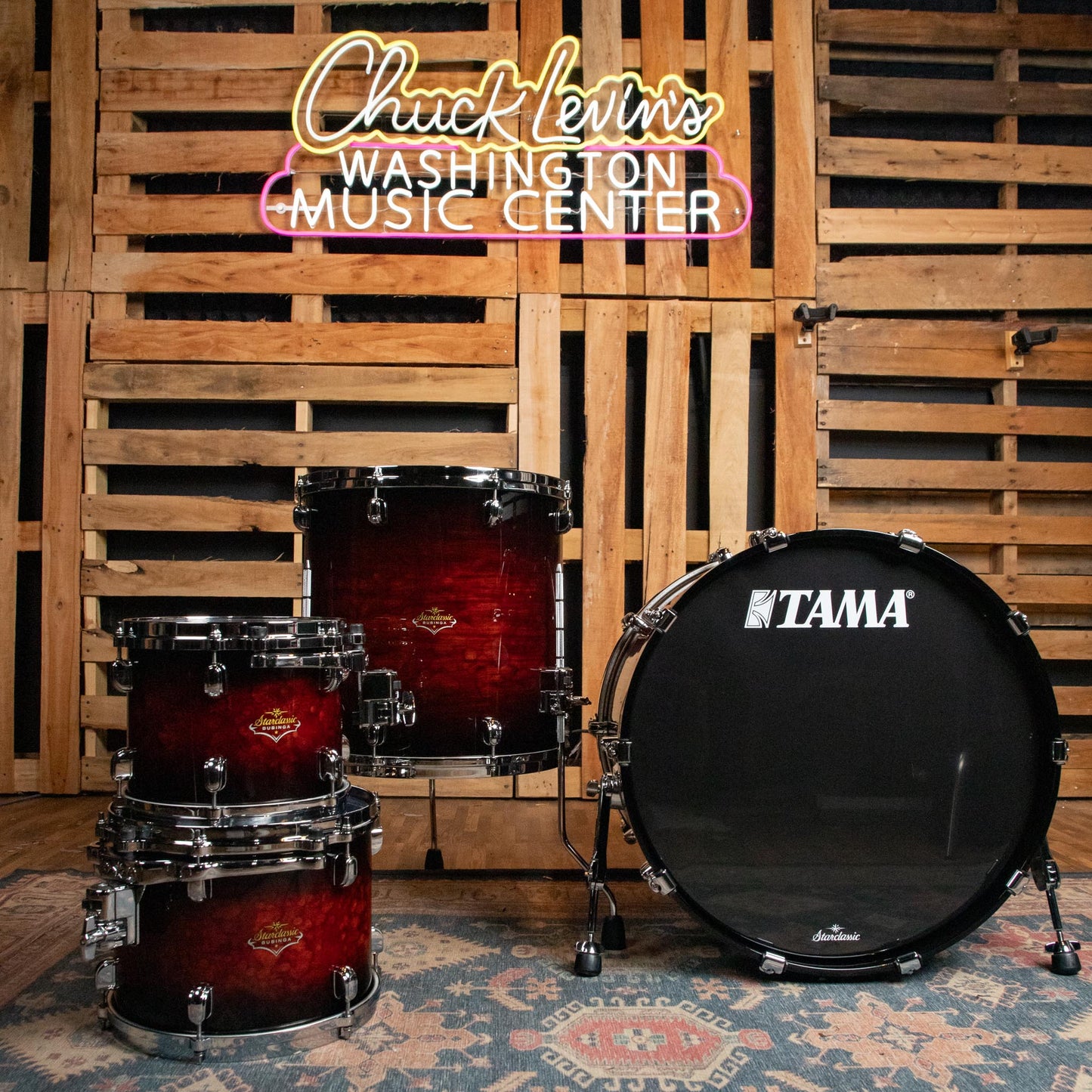 Tama Starclassic Bubinga 4-Piece Shell Pack - Volcanic Red Burst