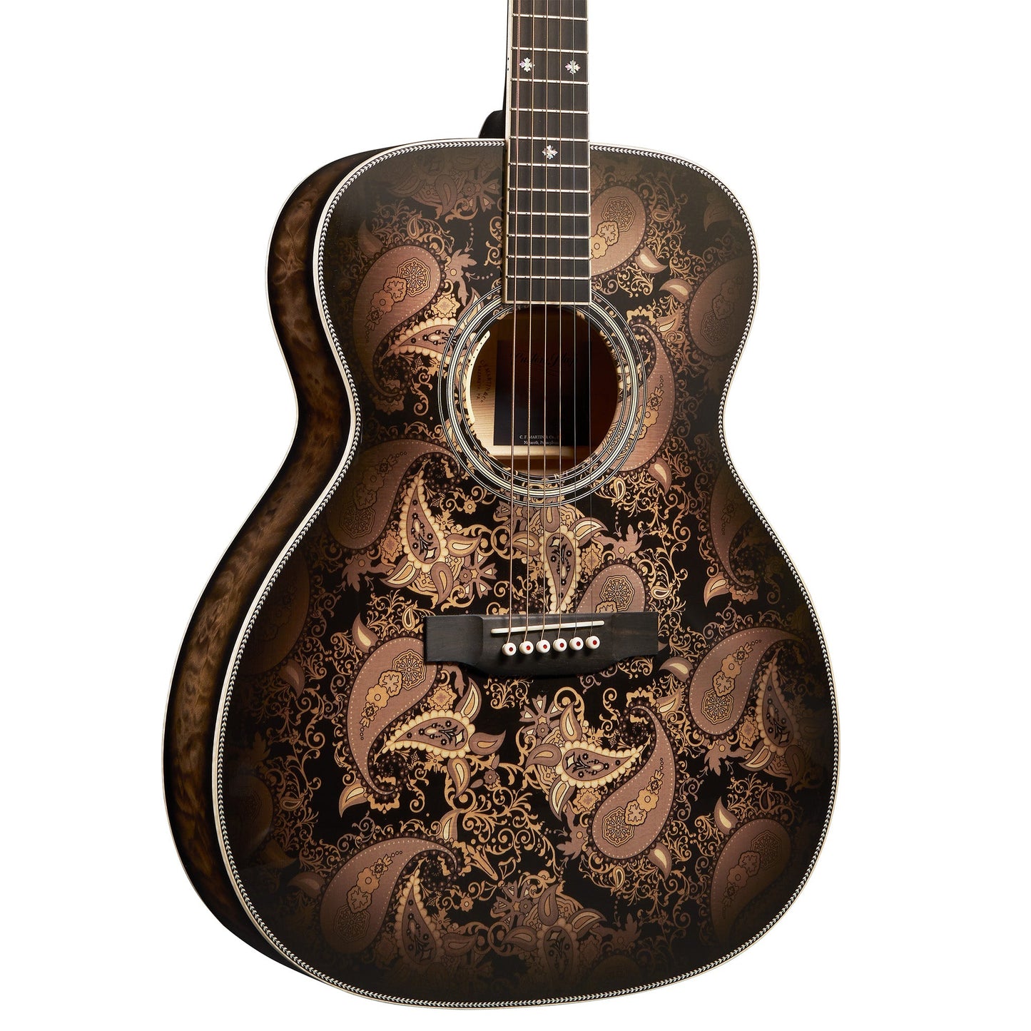 Martin Custom Shop M/0000-14F Quilted Maple/Engelmann Spruce Acoustic Electric Guitar - Paisley Ember Burst
