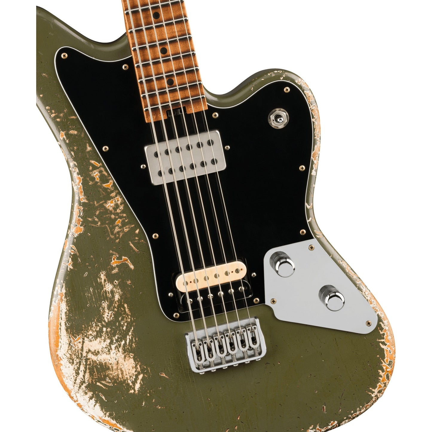 Jackson Custom Shop Master Built Pat Campolattano Misha Mansor Surfcaster Signature Baritone Electric Guitar - Army Drab Green