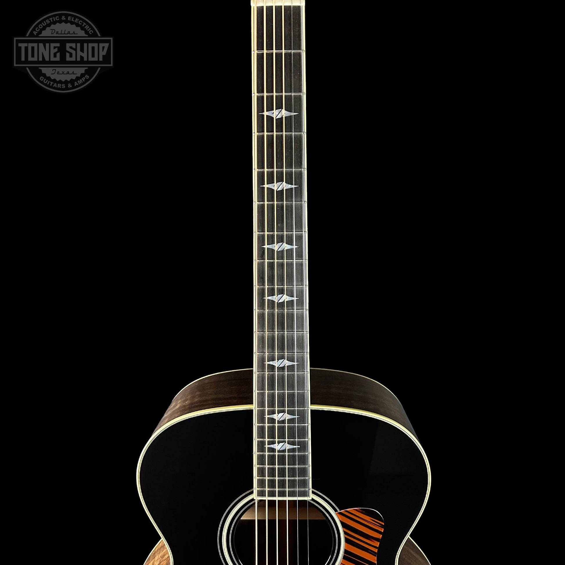 Collings SJ Custom Jet Black Top Tigerstripe Pickguard Old Growth Sitka/Bastogne Walnut w/Case #34996