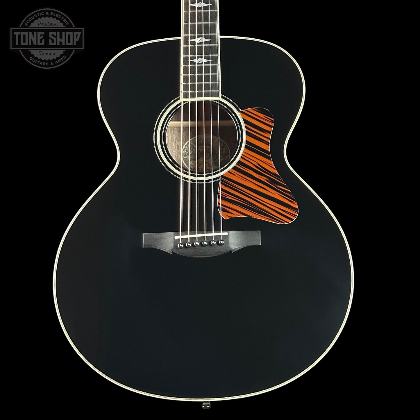 Collings SJ Custom Jet Black Top Tigerstripe Pickguard Old Growth Sitka/Bastogne Walnut w/Case #34996