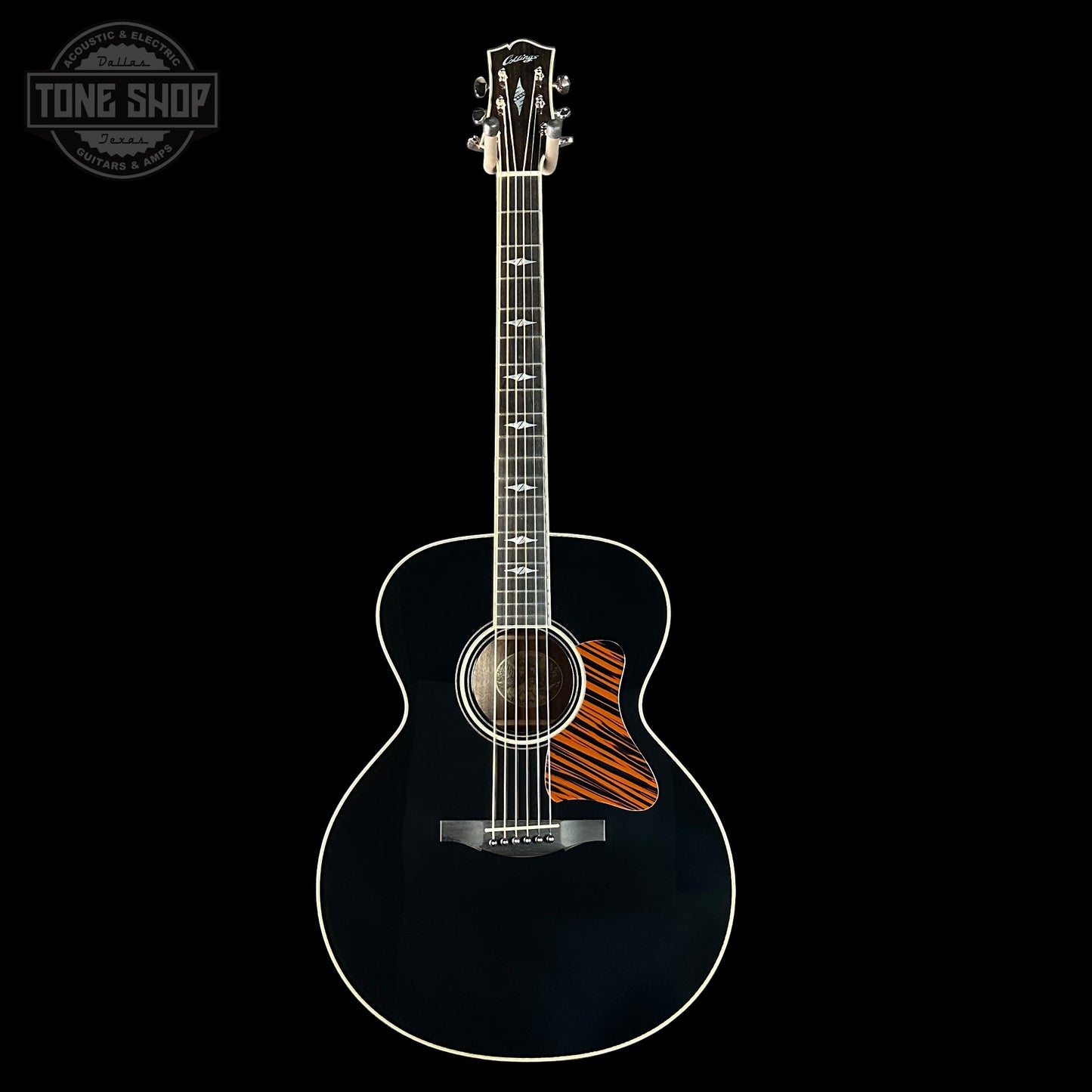 Collings SJ Custom Jet Black Top Tigerstripe Pickguard Old Growth Sitka/Bastogne Walnut w/Case #34996