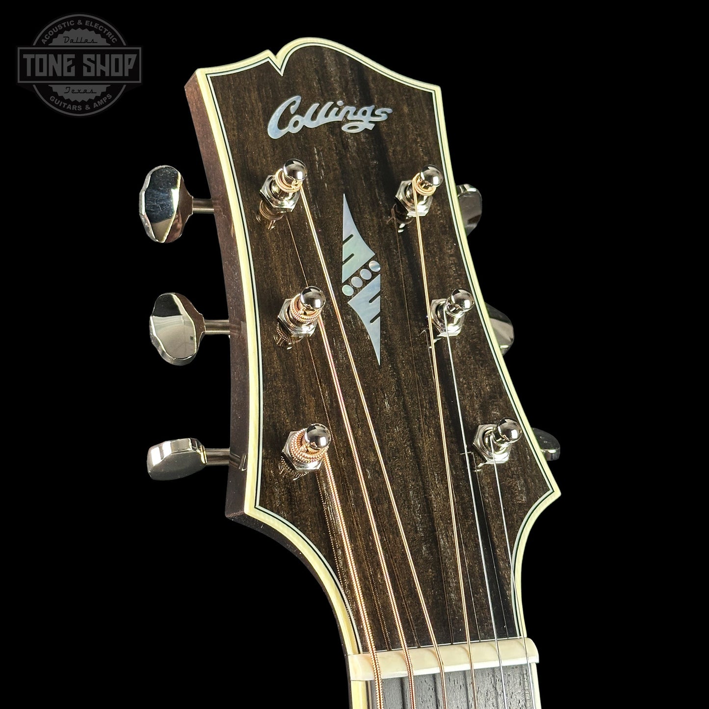 Collings SJ Custom Jet Black Top Tigerstripe Pickguard Old Growth Sitka/Bastogne Walnut w/Case #34996