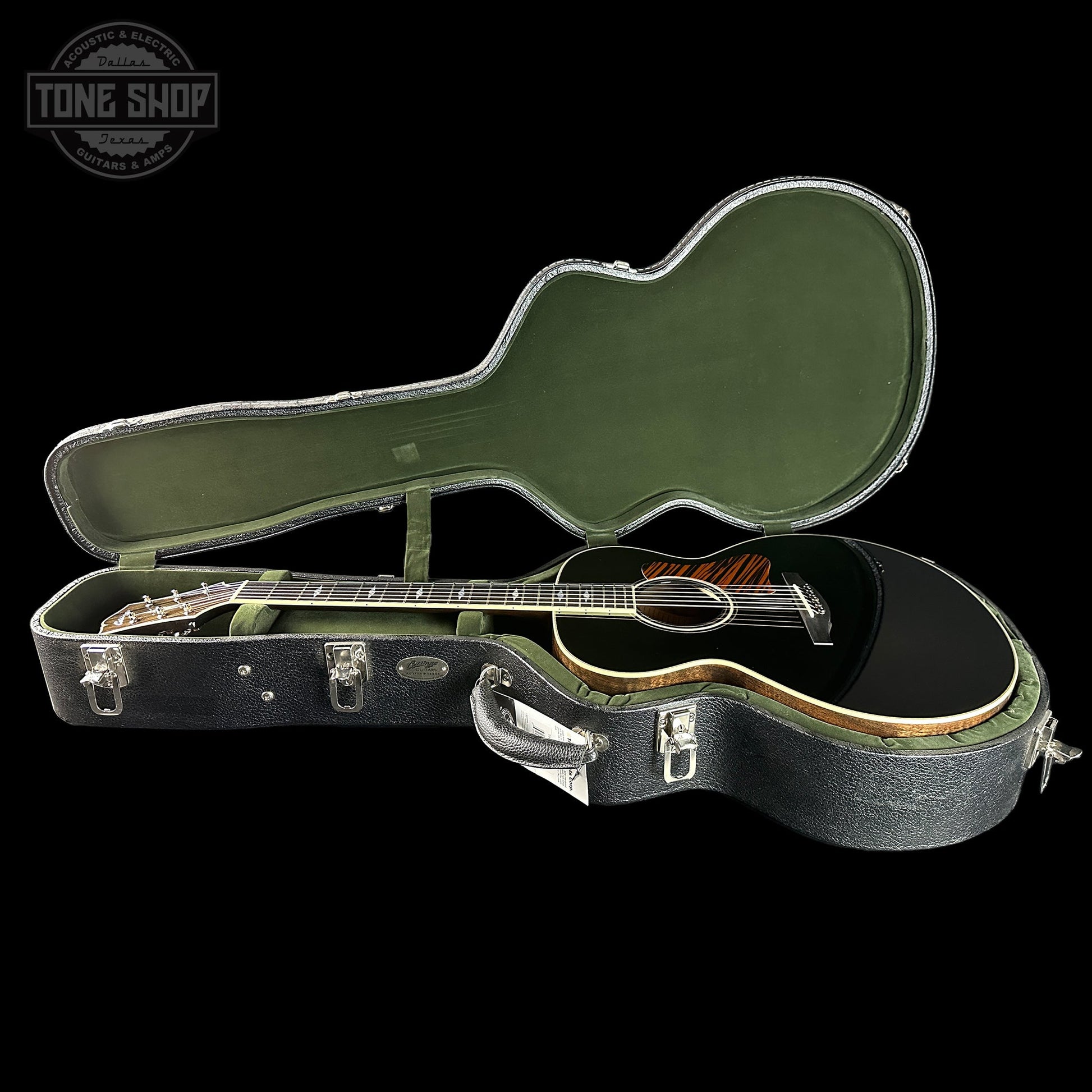 Collings SJ Custom Jet Black Top Tigerstripe Pickguard Old Growth Sitka/Bastogne Walnut w/Case #34996