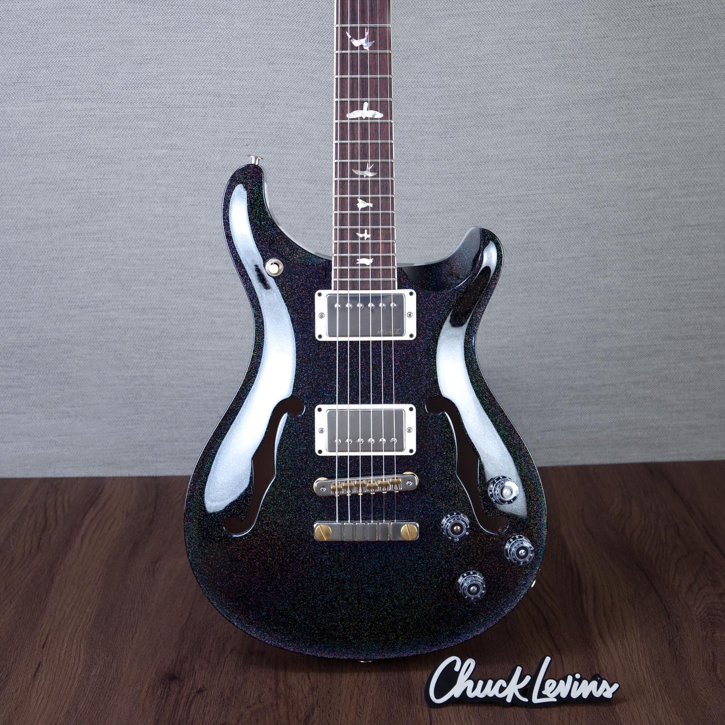 PRS McCarty 594 Hollowbody II Custom Color Hollowbody Electric Guitar - Black Rainbow Hollowflake - #250411621