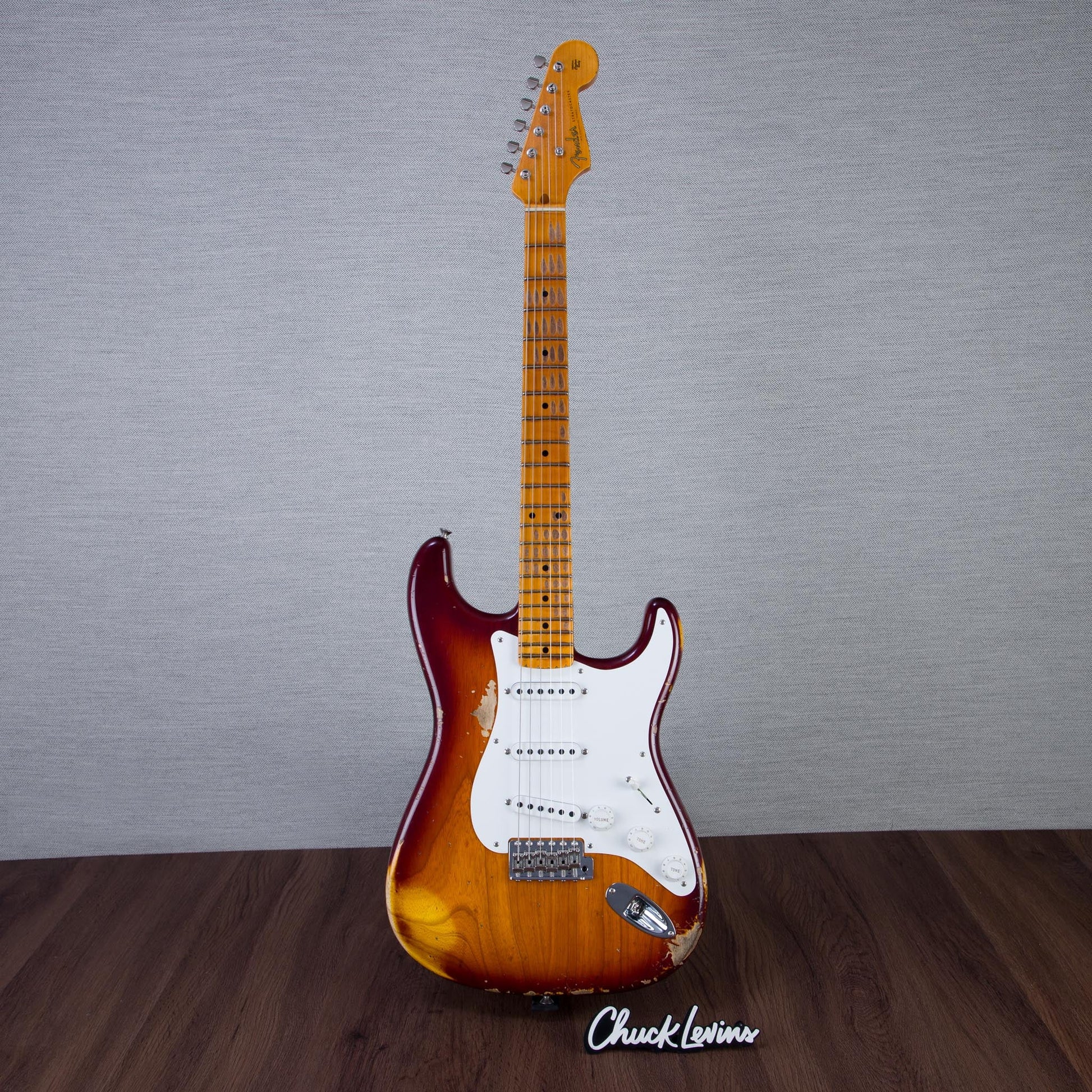 Fender Custom Shop 1955 Stratocaster Electric Guitar Heavy Relic - Faded Violin Burst - #CZ586321