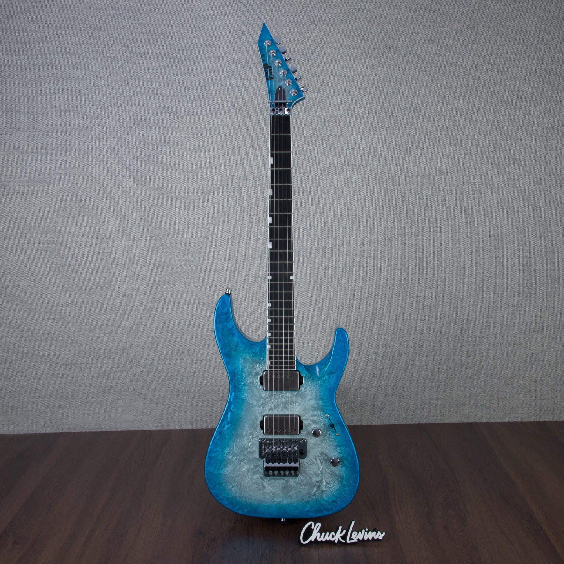 ESP M-II CTM FR Electric Guitar - Liquid Metal Silver/Blue Burst - #E3920242
