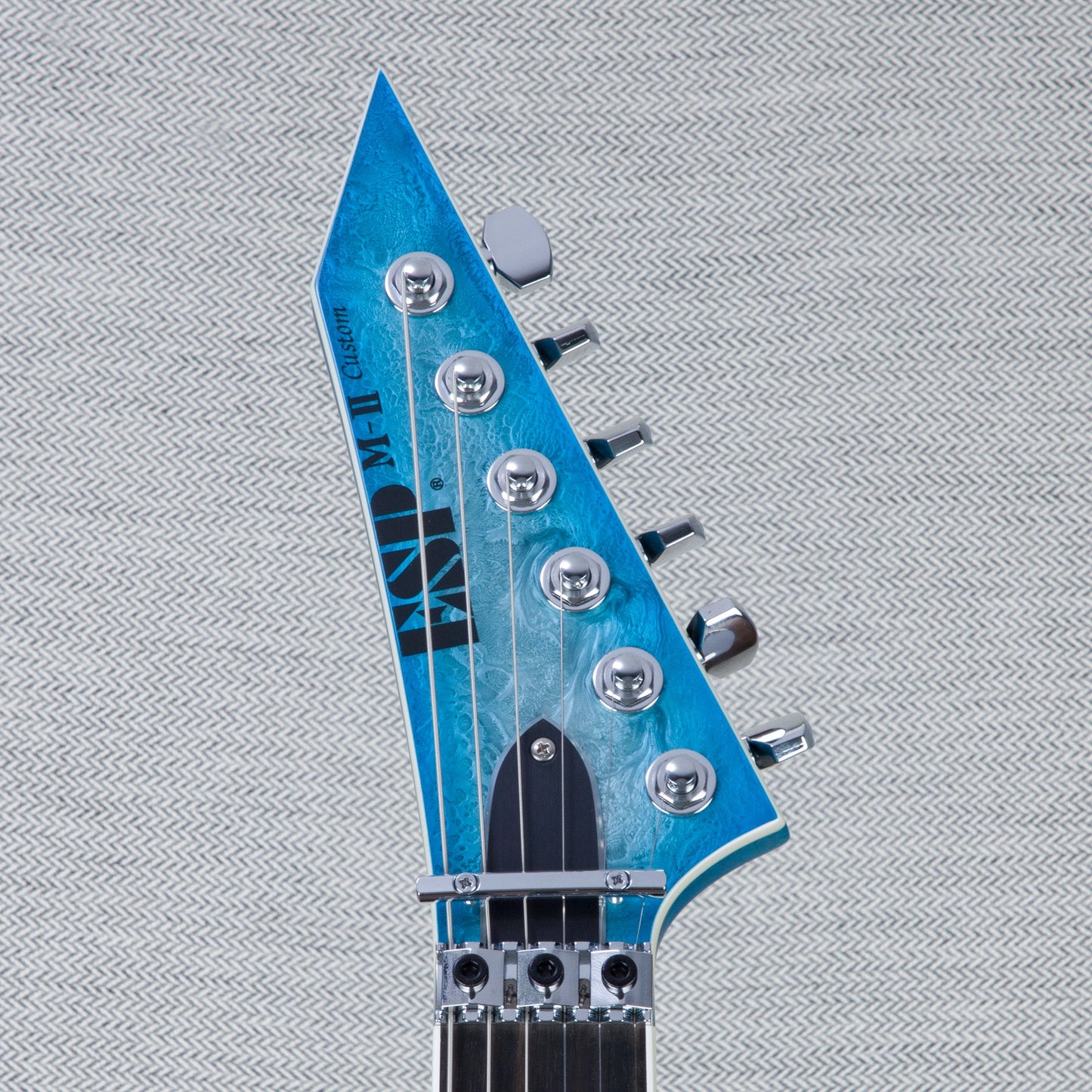 ESP M-II CTM FR Electric Guitar - Liquid Metal Silver/Blue Burst - #E0920242