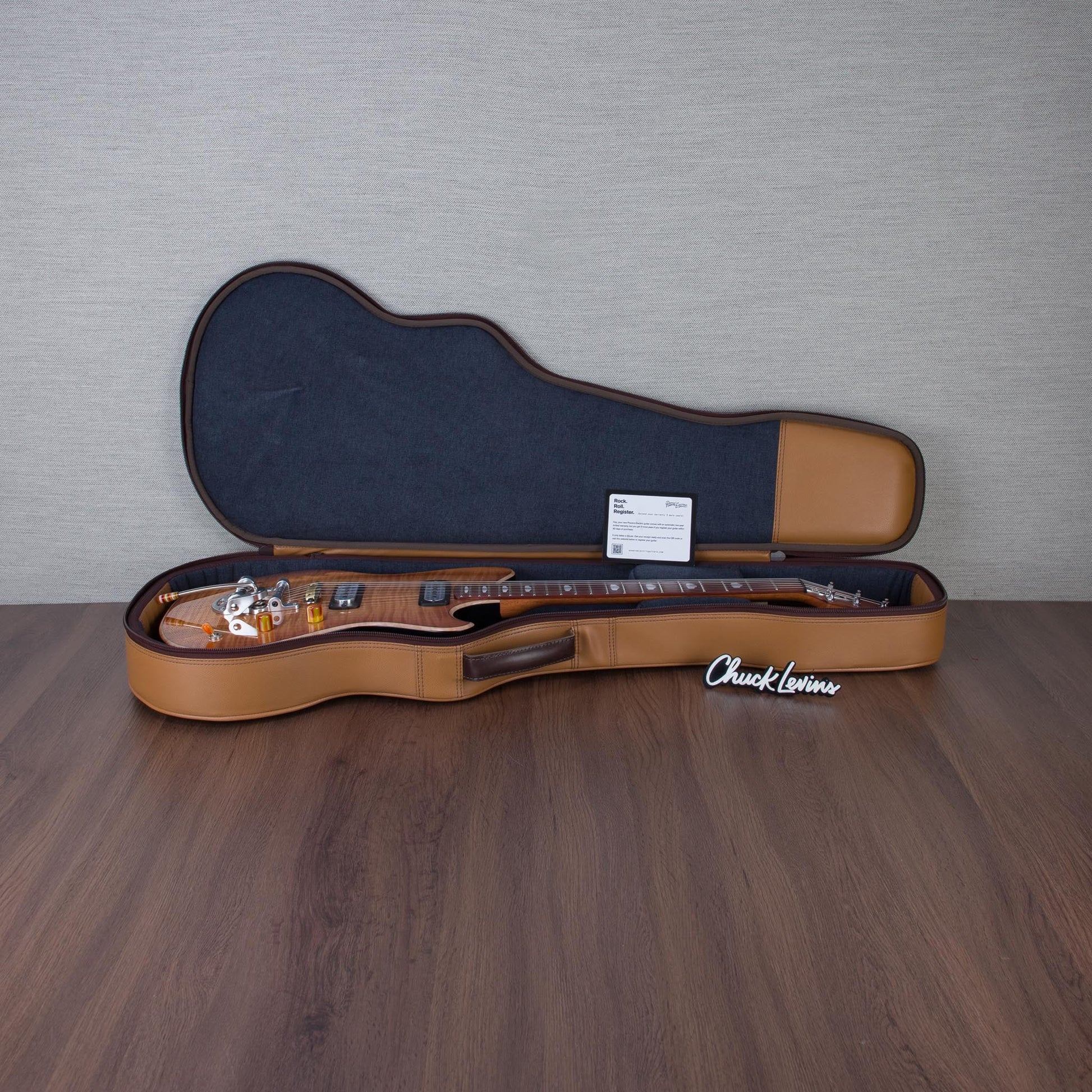 Powers Electric A-Type Electric Guitar - Pale Ale With White Pearloid - #B131
