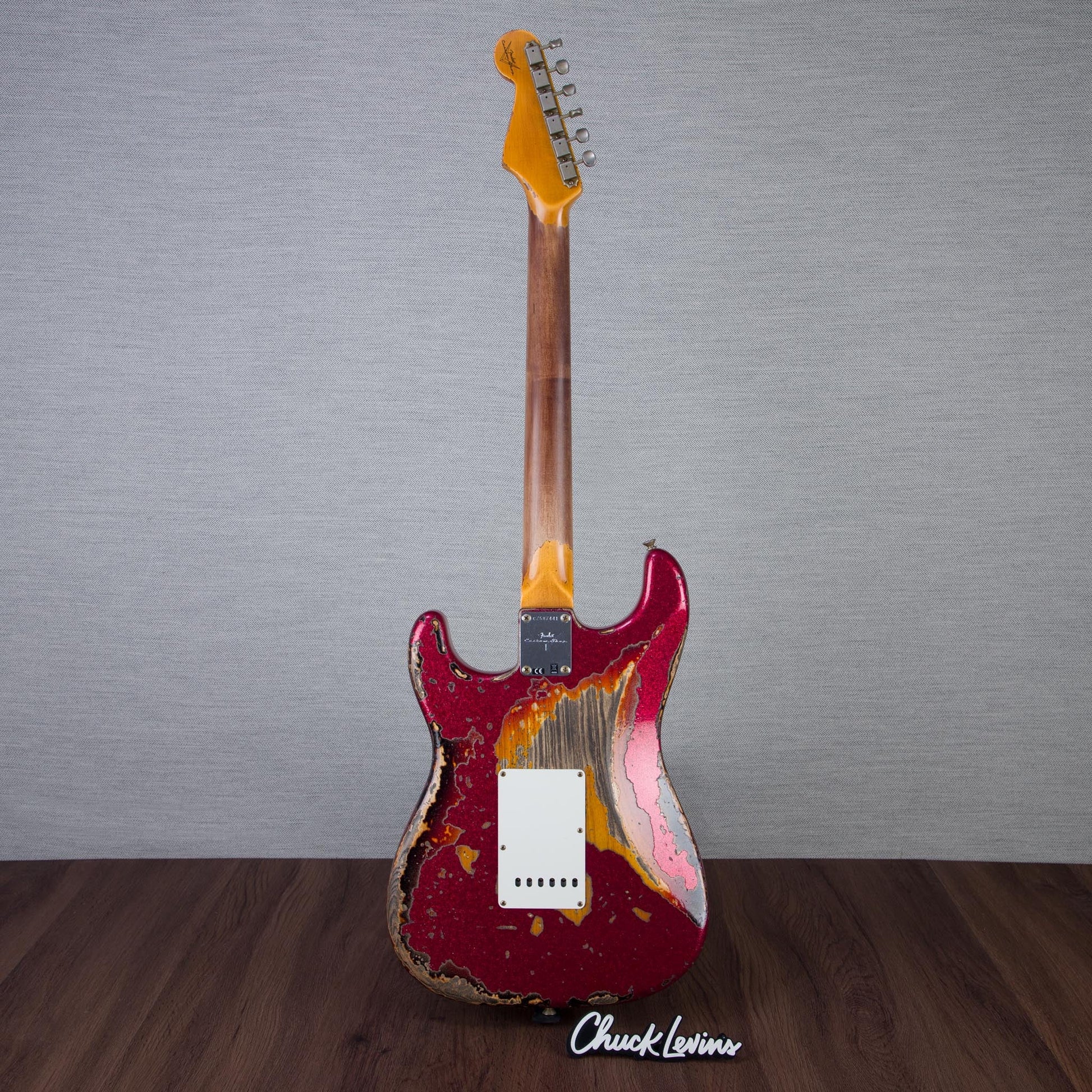 Fender Custom 1961 Stratocaster Electric Guitar Super Heavy Relic - Red Sparkle over 3-Color Sunburst - #CZ587441