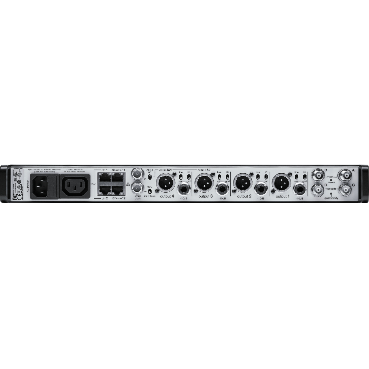 Shure AD4QUS=-A Axient Digital 4-Channel Wireless Receiver