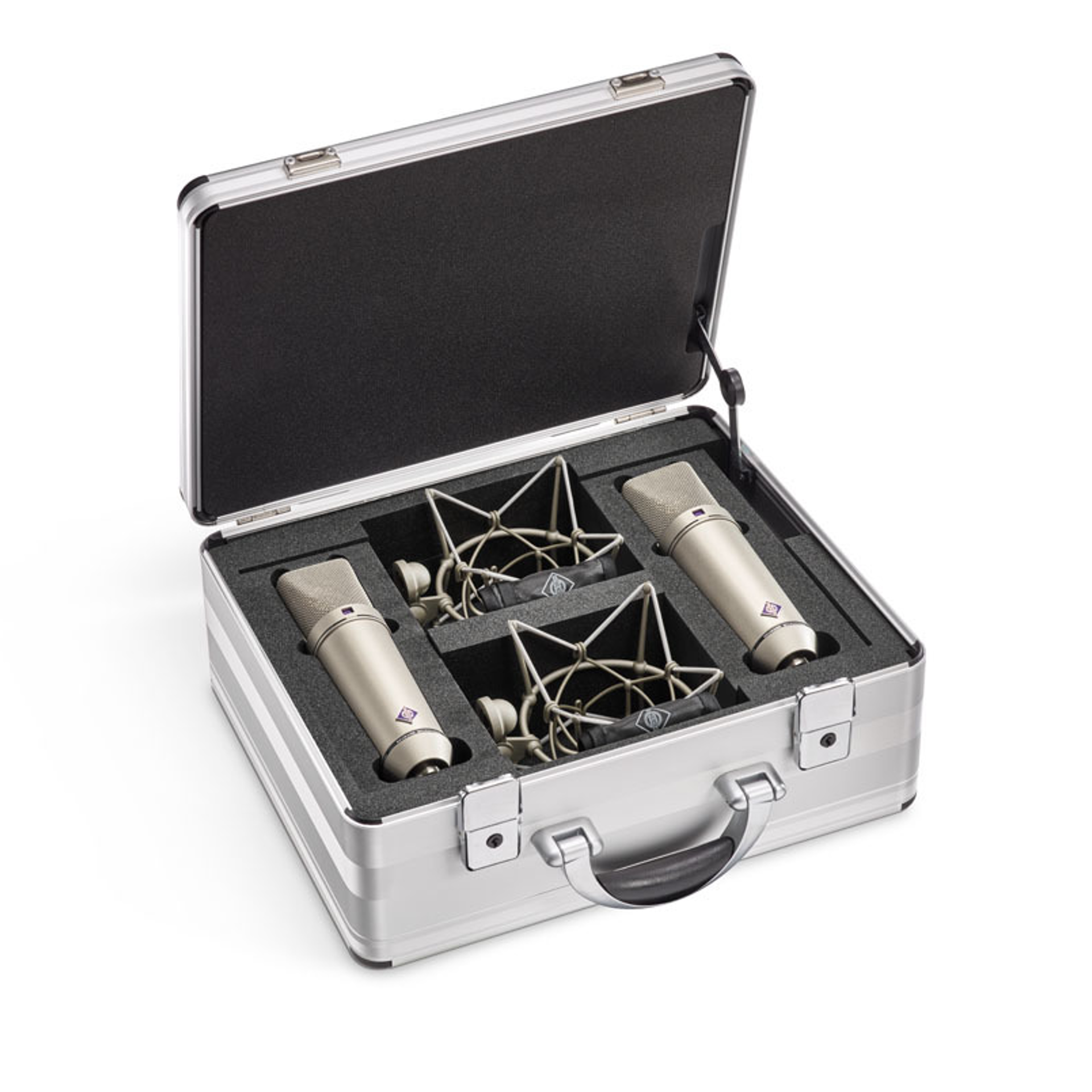 Neumann U 87 AI Multi-Pattern Condenser Microphone W/ EA87 Shockmounts and Mic Briefcase - Nickel Stereo Pair