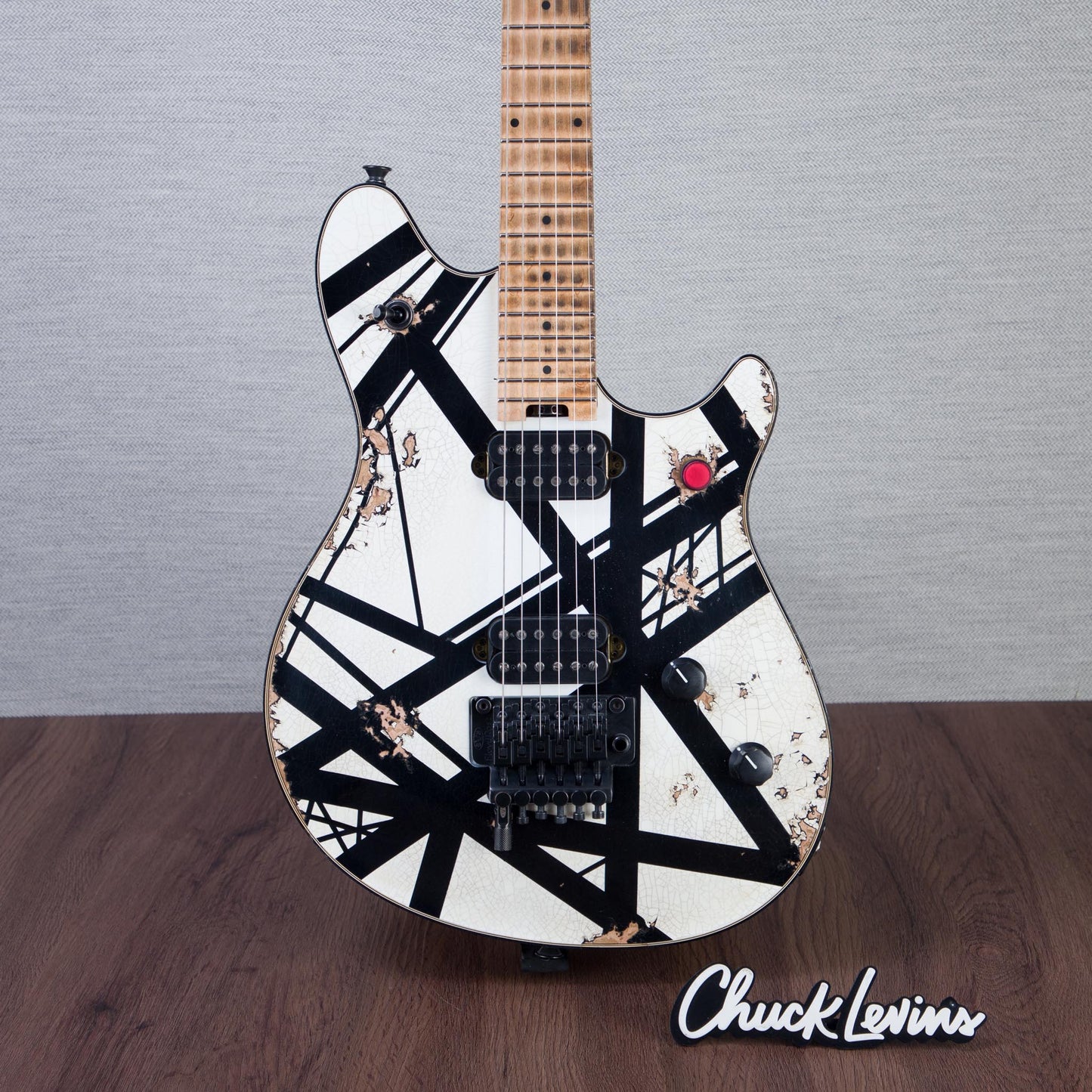 EVH Custom Shop Special Edition Wolfgang Stripes Electric Guitar - White/Black Stripes - #WG17613A