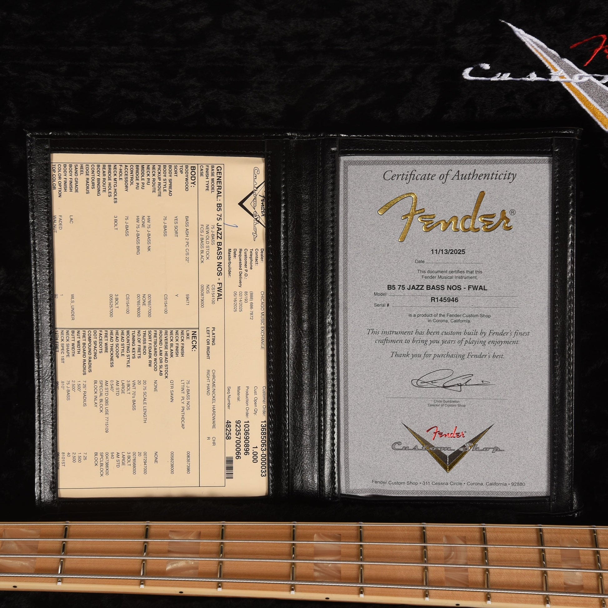 Fender Custom Shop 1975 Jazz Bass NOS Faded Walnut