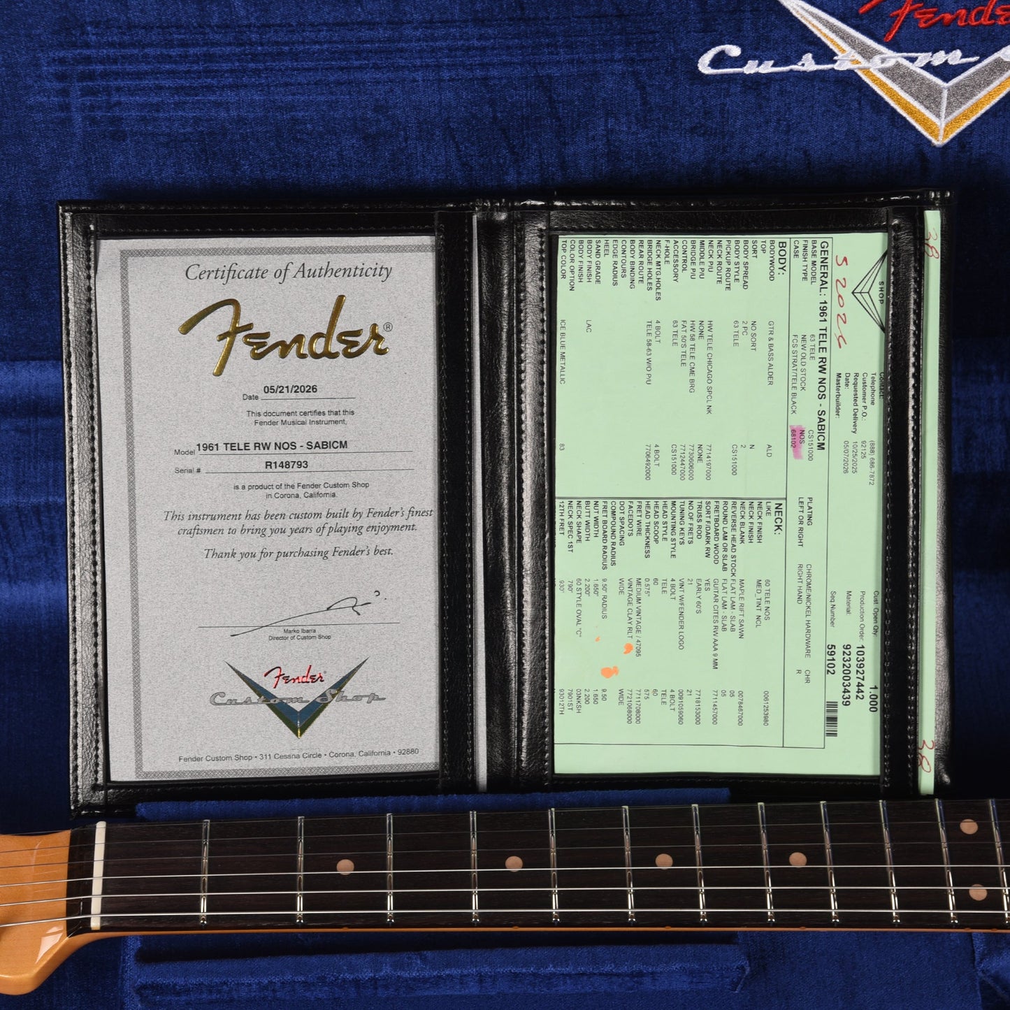 Fender Custom Shop 1961 Telecaster "Chicago Special" NOS Super Aged Blue Ice Metallic