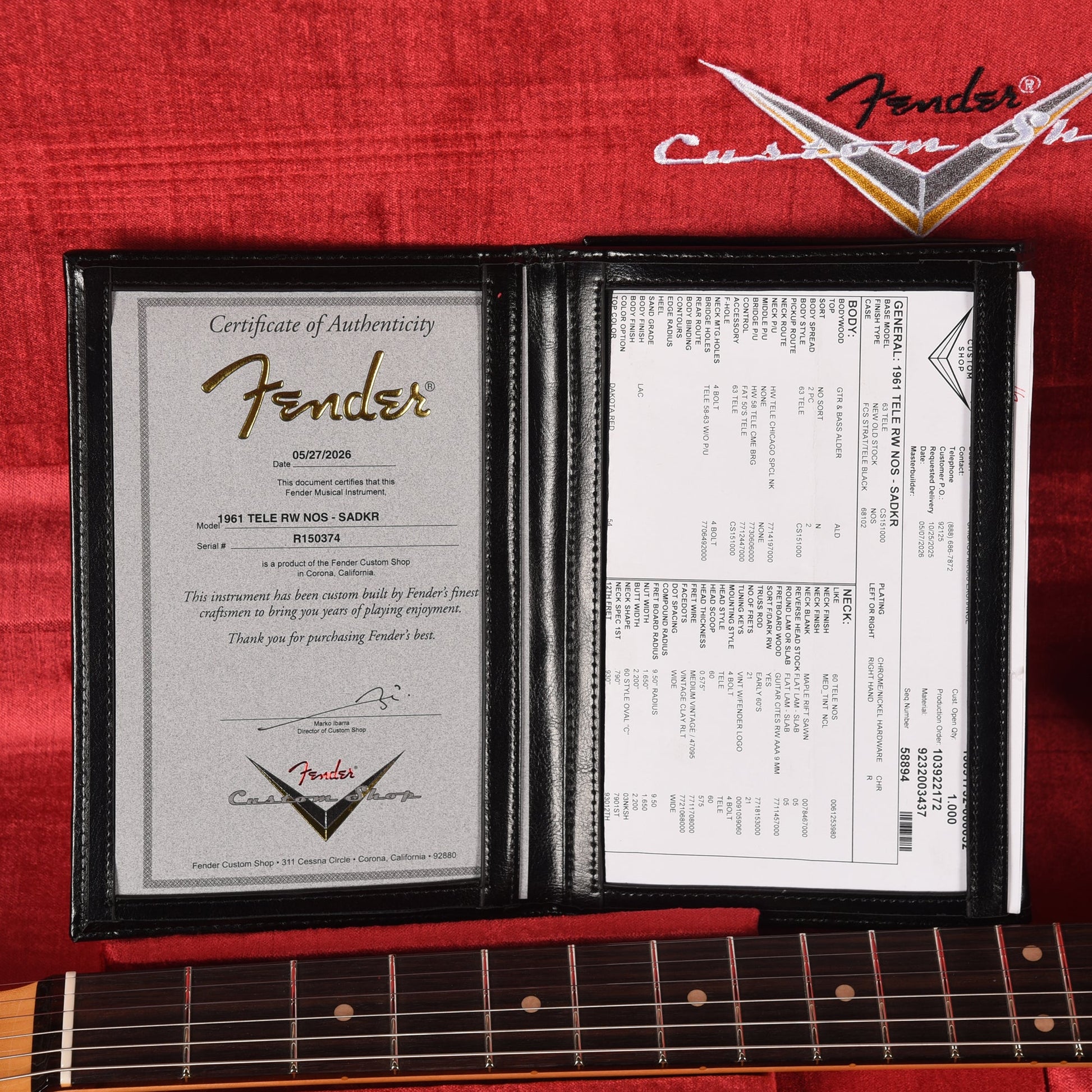 Fender Custom Shop 1961 Telecaster "Chicago Special" NOS Super Aged Dakota Red