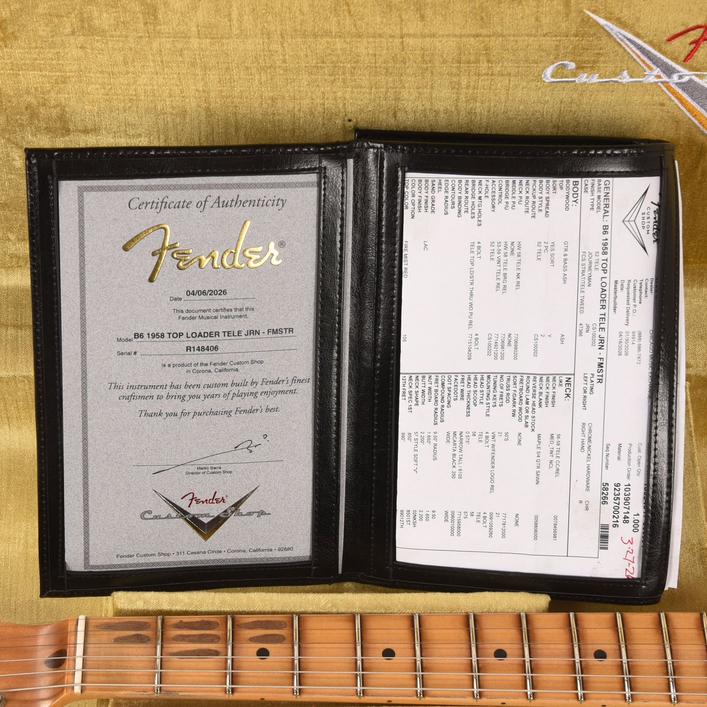 Fender Custom Shop 2026 Time Machine 1958 Top-Load Telecaster Journeyman Relic Firemist Red