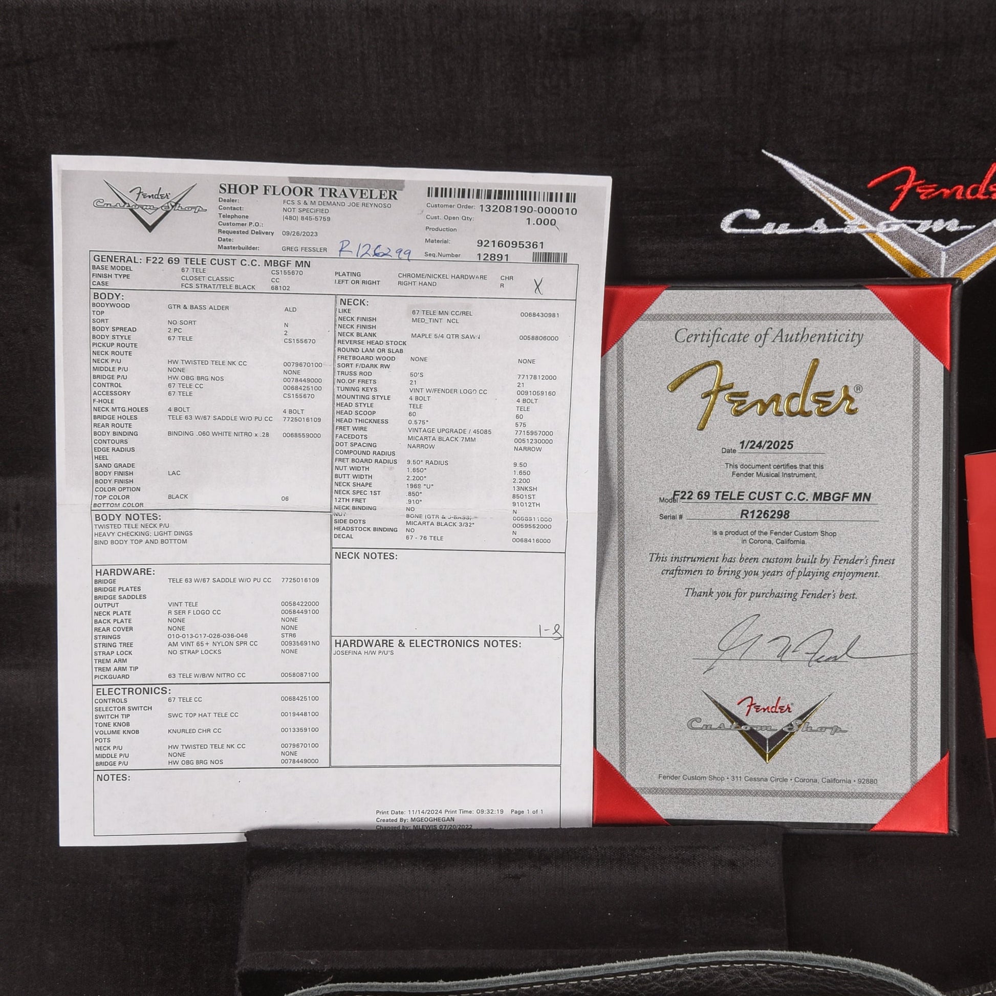 Fender Custom Shop '69 Reissue Custom Telecaster CC Master Built by Greg Fessler Black 2025