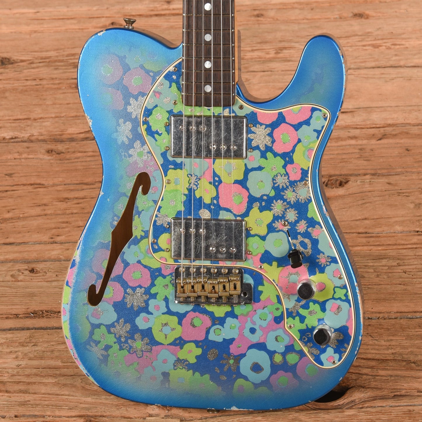 Fender Custom Shop Limited Edition 1972 Telecaster Thinline Rosewood Relic w/Trem Blue Flower 2019
