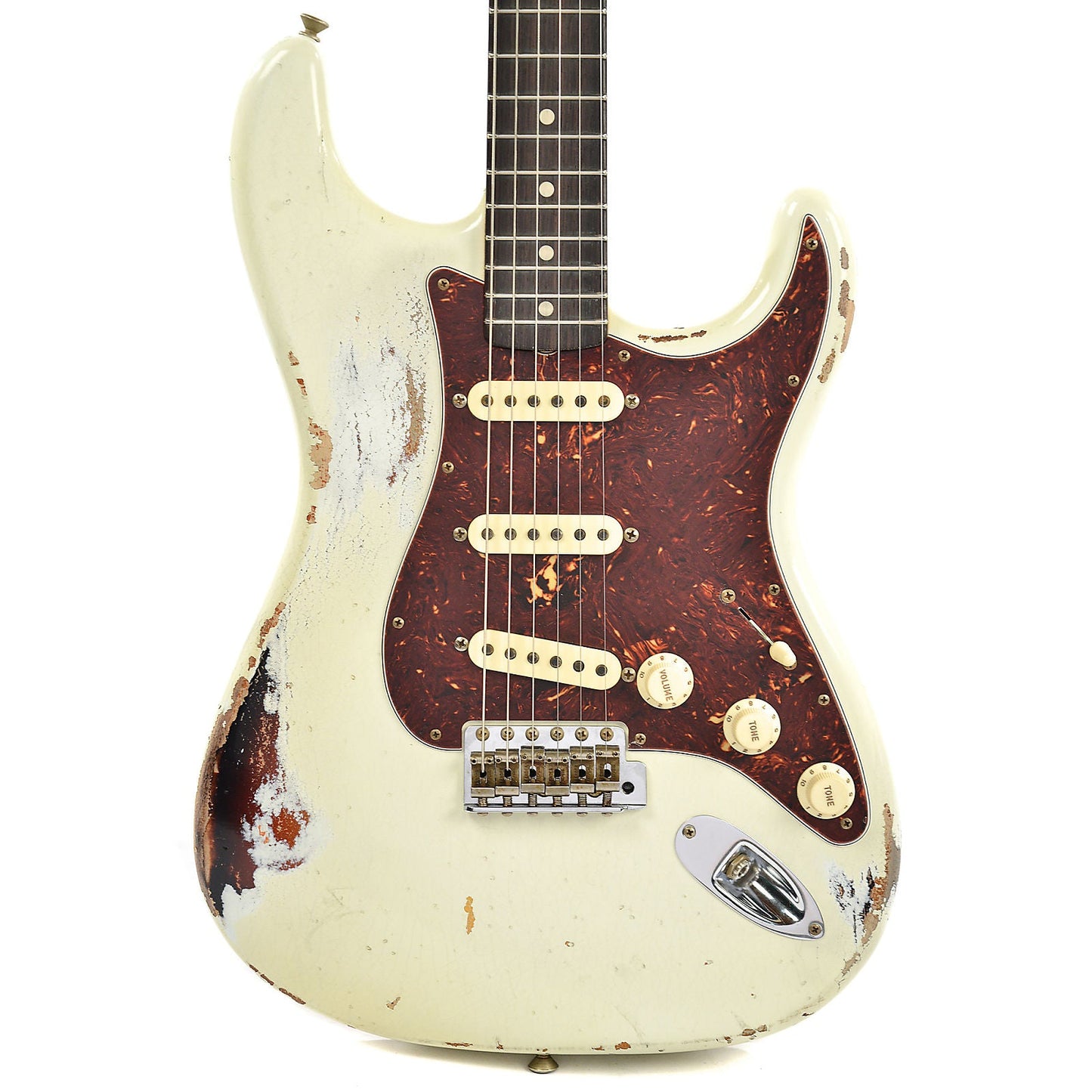 Fender Custom Shop 1960 Stratocaster Heavy Relic RW Olympic White Over 3 Tone Sunburst Master Built by Dennis Galuszka