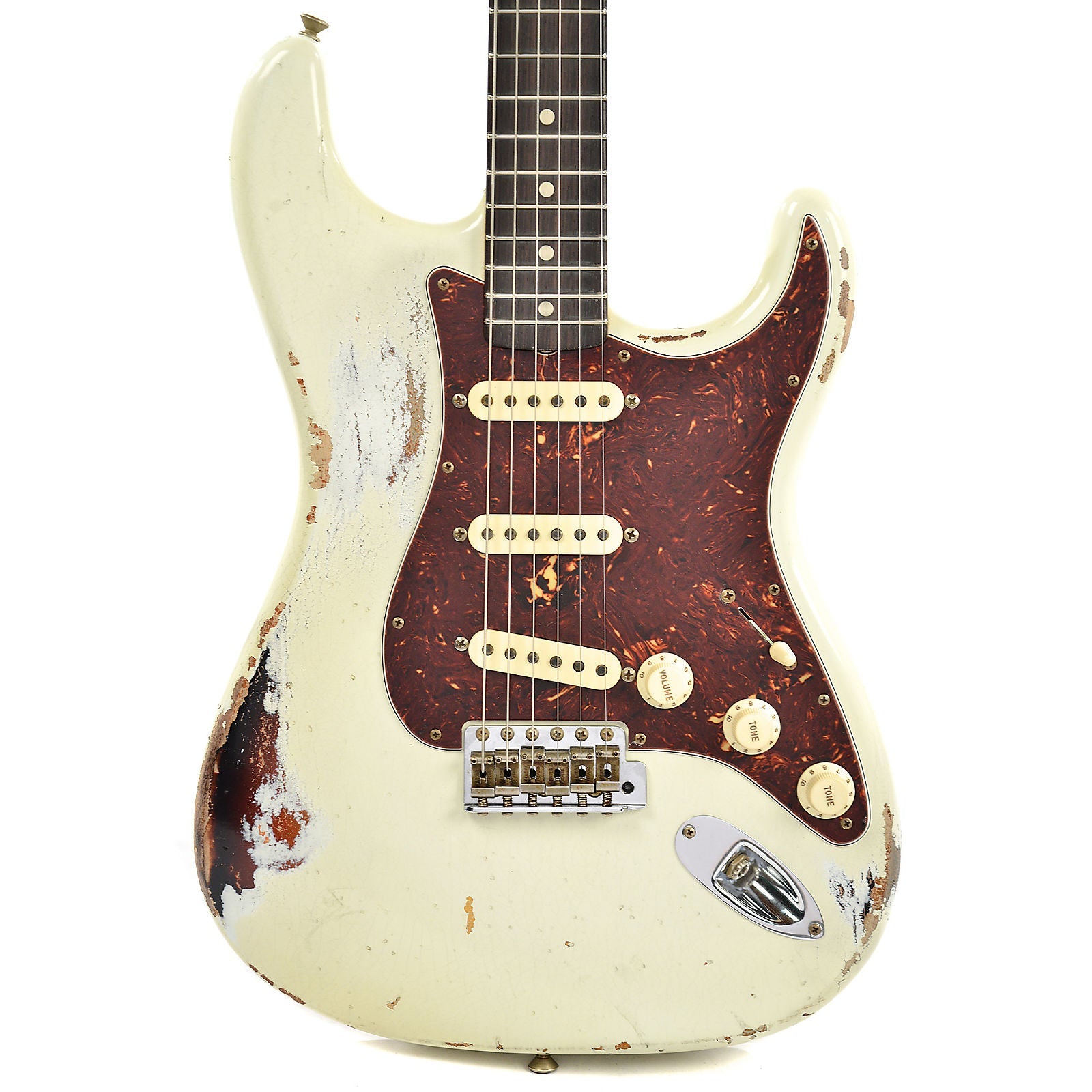 Fender Custom Shop 1960 Stratocaster Heavy Relic RW Olympic White Over 3 Tone Sunburst Master Built by Dennis Galuszka