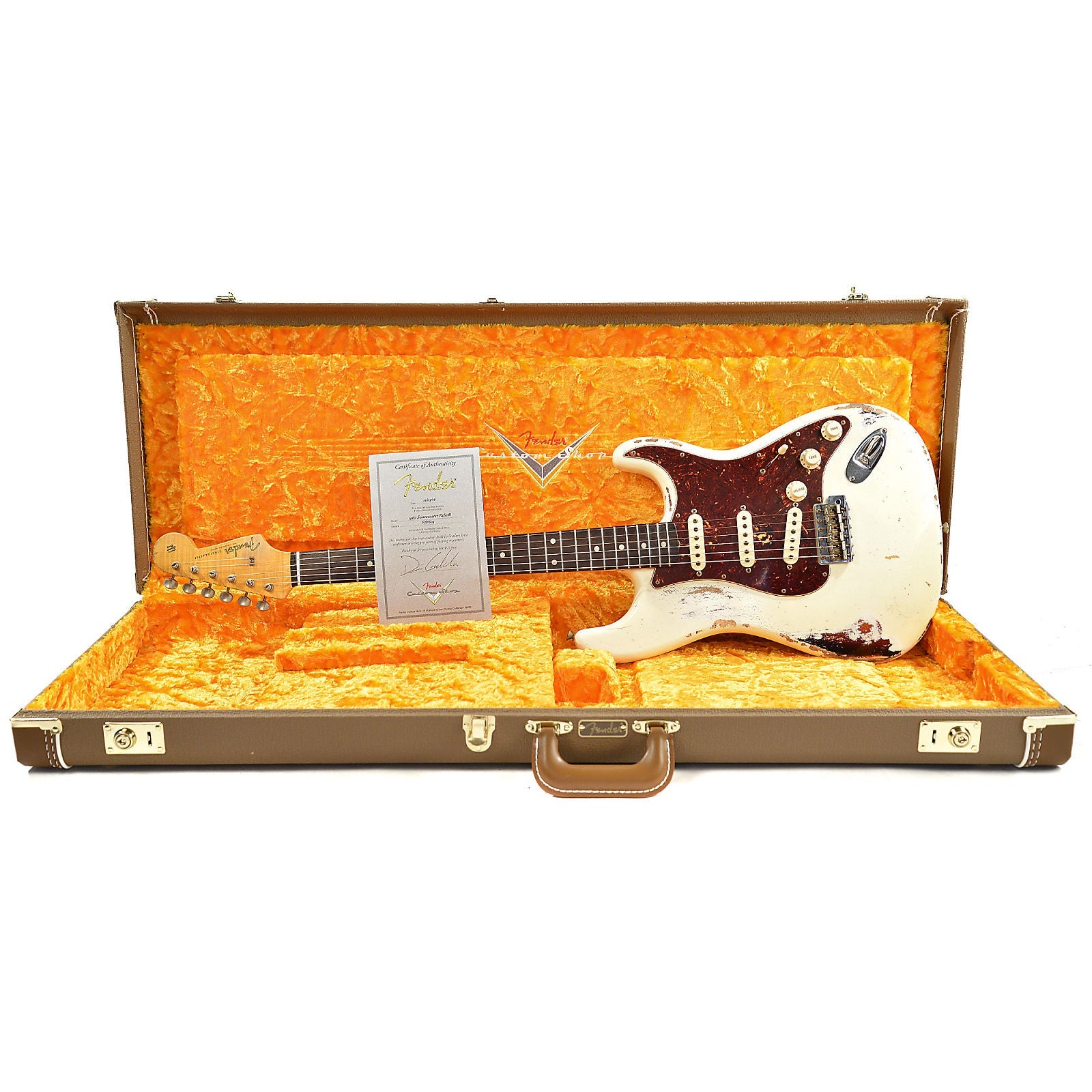 Fender Custom Shop 1960 Stratocaster Heavy Relic RW Olympic White Over 3 Tone Sunburst Master Built by Dennis Galuszka