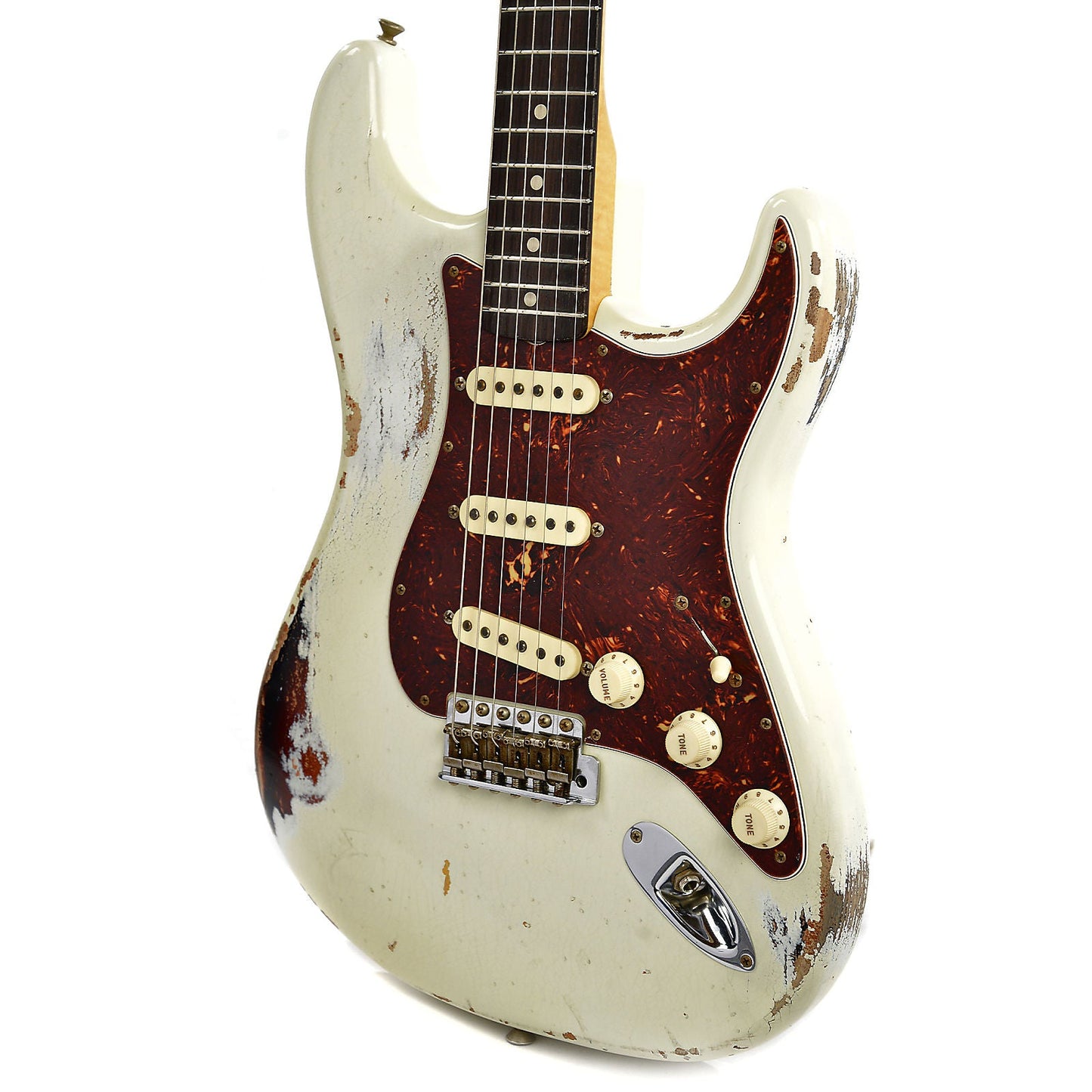 Fender Custom Shop 1960 Stratocaster Heavy Relic RW Olympic White Over 3 Tone Sunburst Master Built by Dennis Galuszka