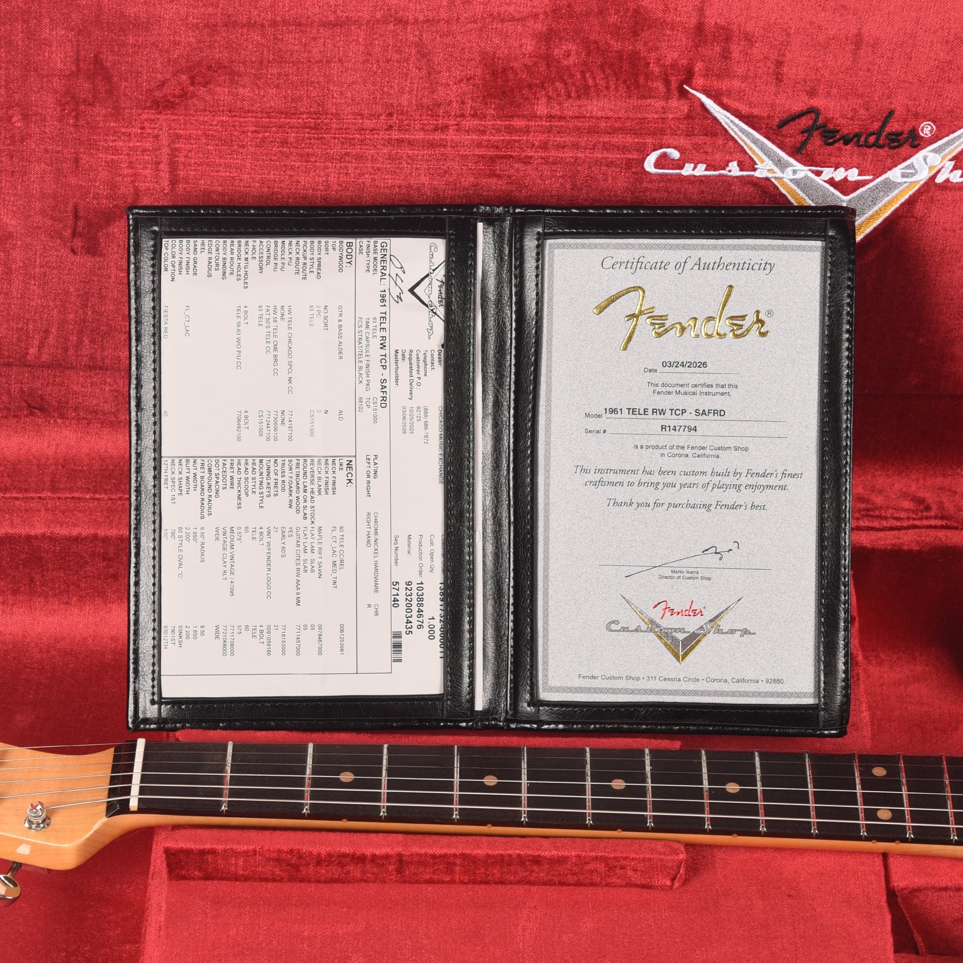 Fender Custom Shop 1961 Telecaster "Chicago Special" Time Capsule Super Aged Fiesta Red