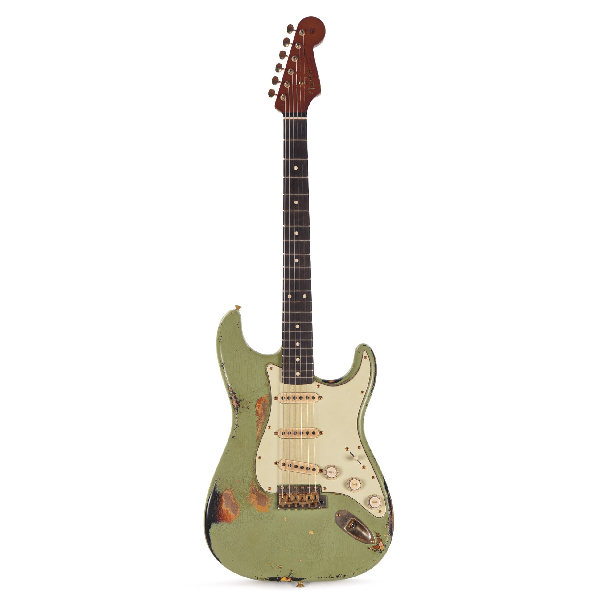 Fender Custom Shop 1963 Color Over Color Stratocaster Relic Sweet Pea Green/3-Color Sunburst Masterbuilder Apprentice Built By Nick Saccone