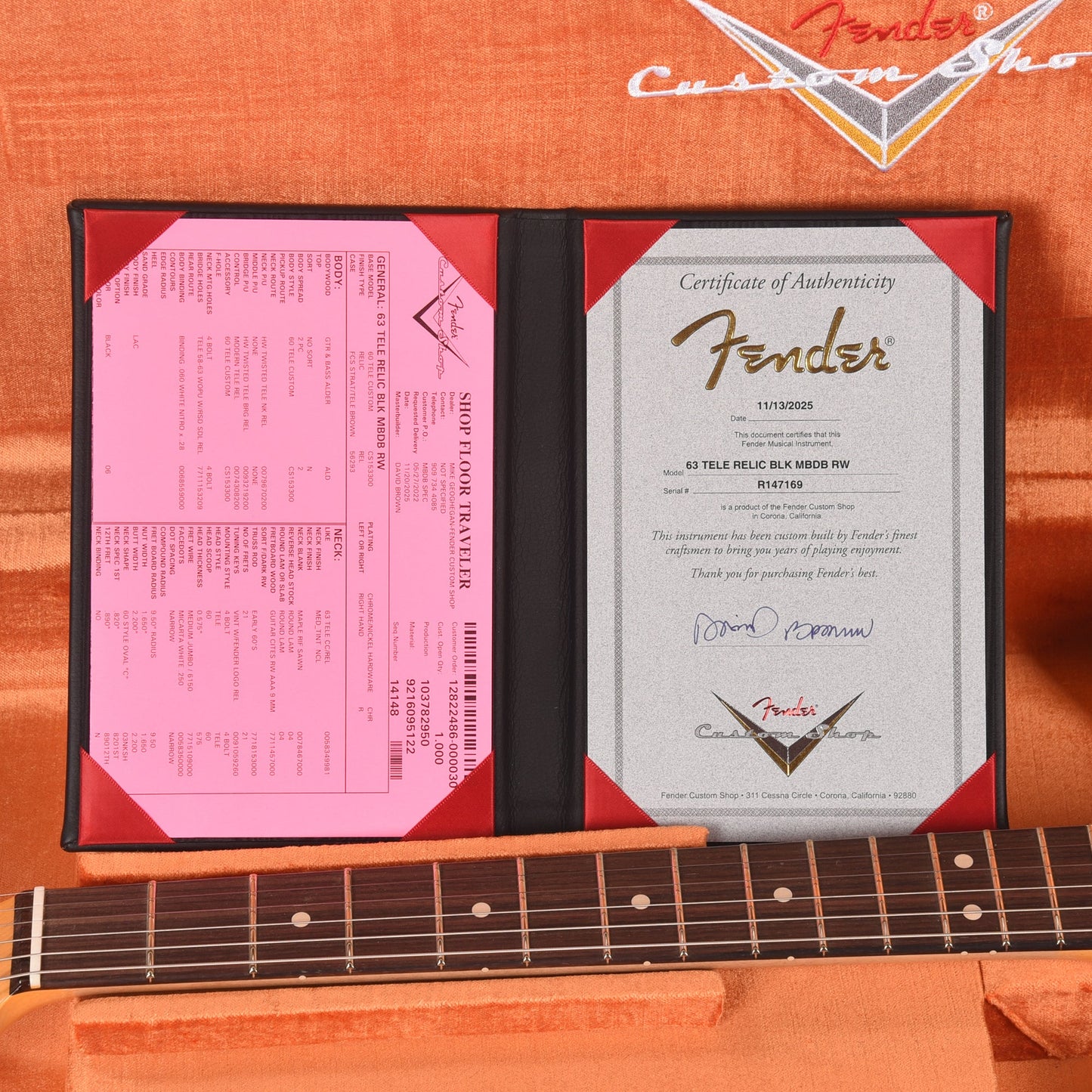Fender Custom Shop 1963 Custom Telecaster Relic Black Master Built by David Brown w/Josefina Hand-Wound Pickups