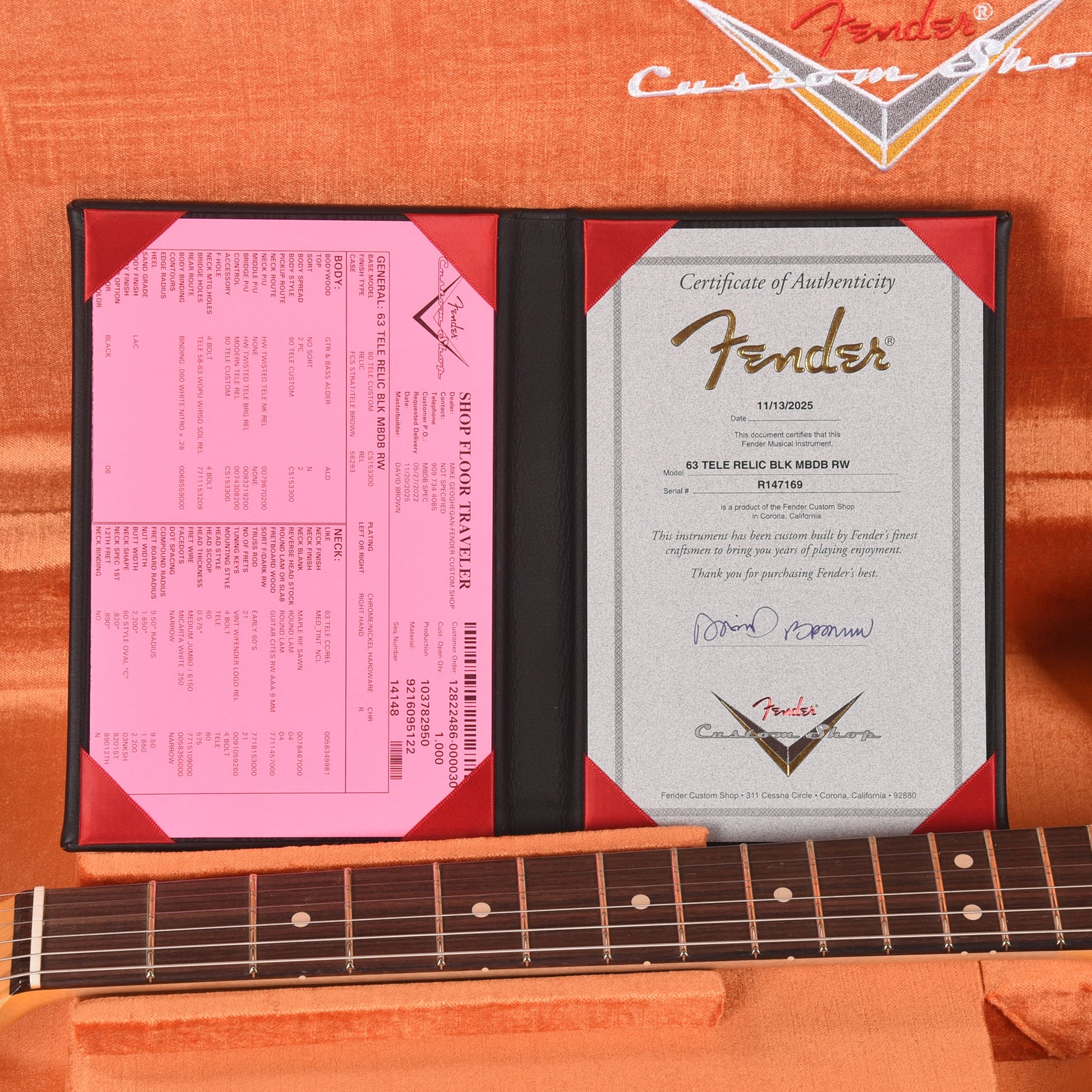 Fender Custom Shop 1963 Custom Telecaster Relic Black Master Built by David Brown w/Josefina Hand-Wound Pickups