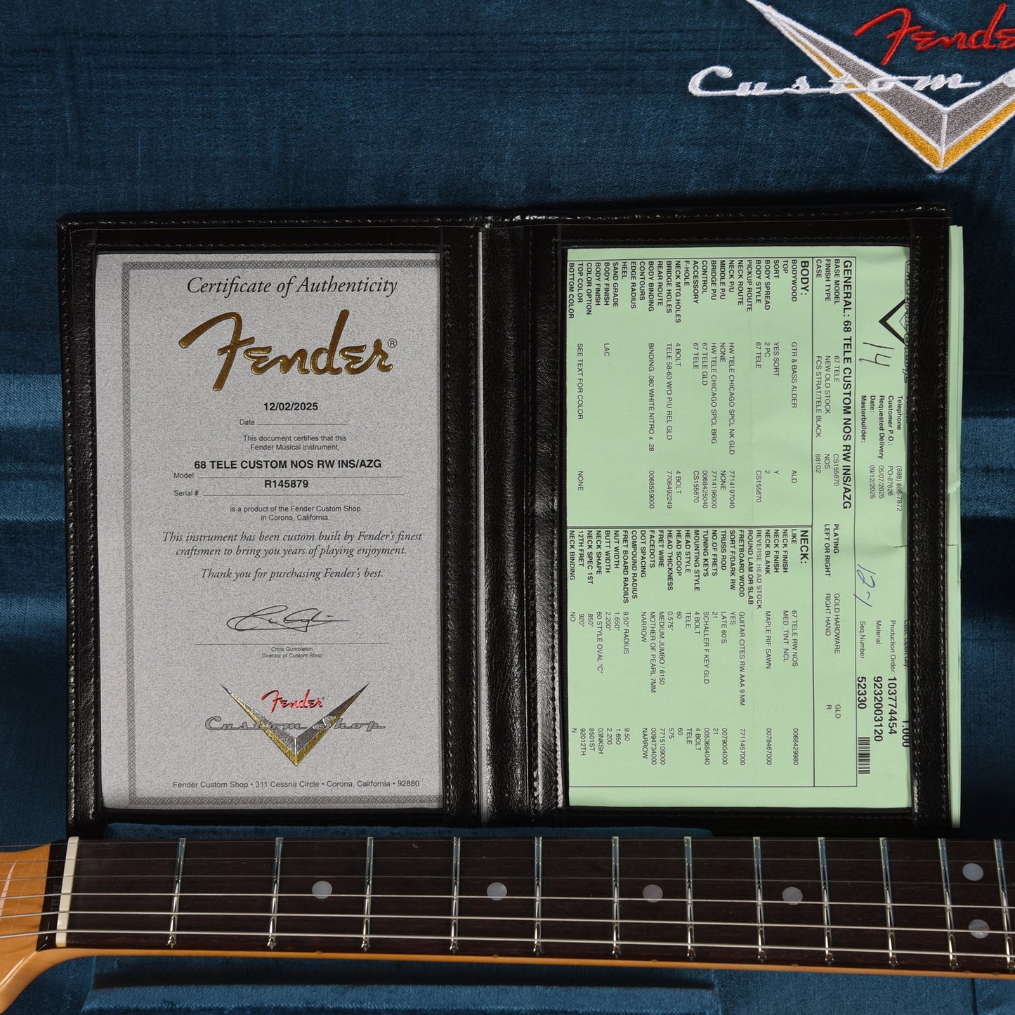 Fender Custom Shop 1968 Custom Telecaster "Chicago Special" NOS Inca Silver Top & Back w/Aztec Gold Side