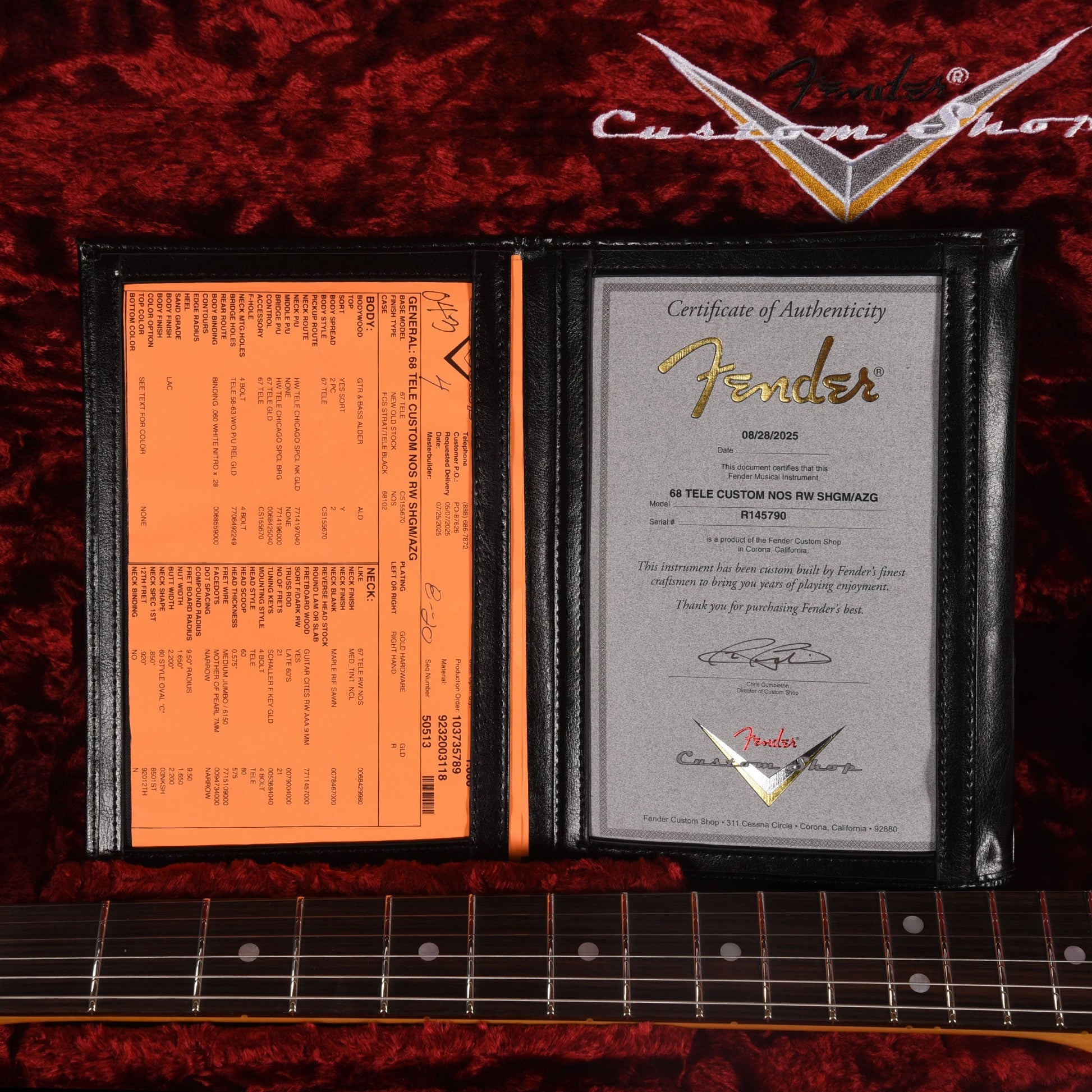 Fender Custom Shop 1968 Custom Telecaster "Chicago Special" NOS Sherwood Green Metallic Top & Back w/Aztec Gold Side